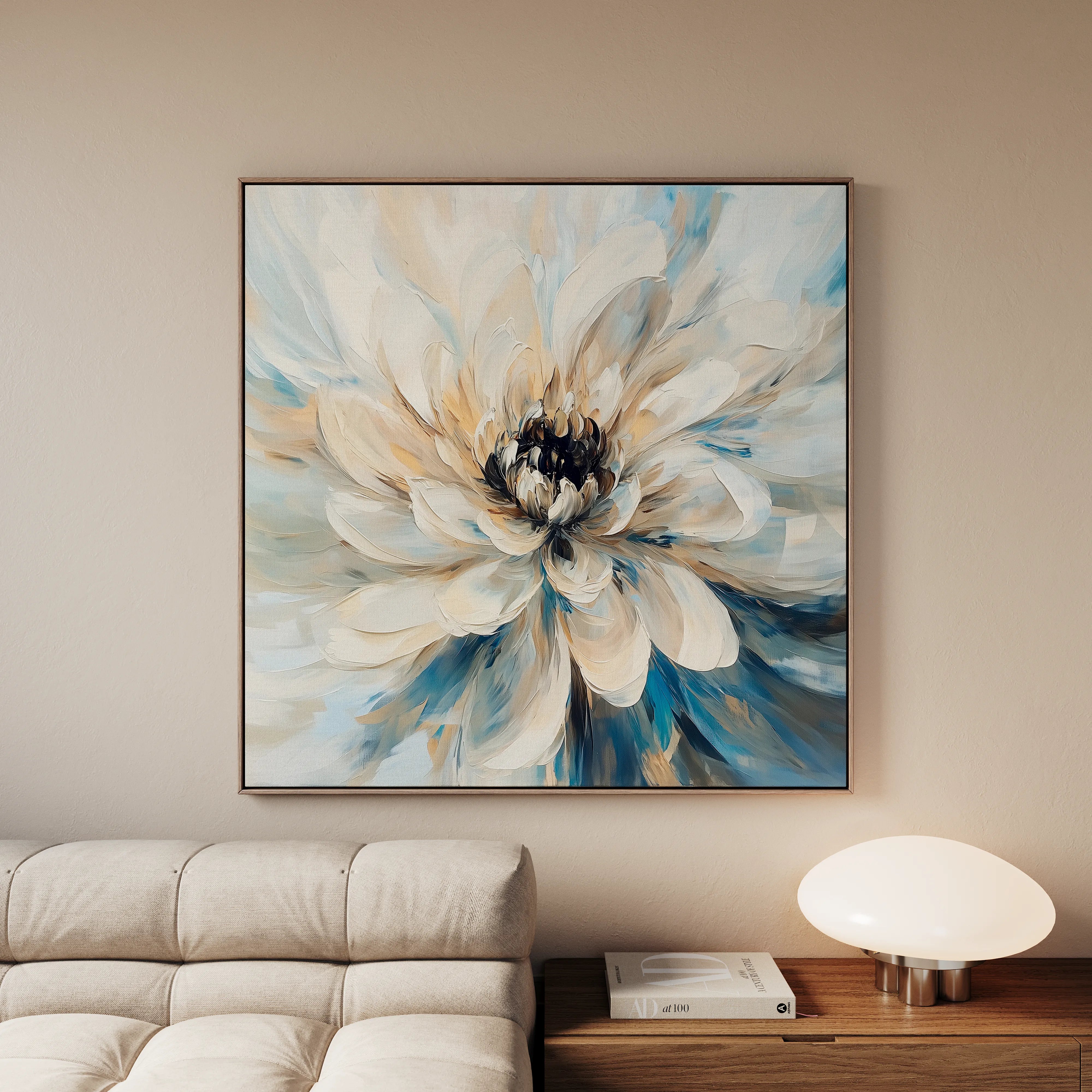 Floral 1257 Canvas Art 16" x 16" / 40 x 40 cm / Black