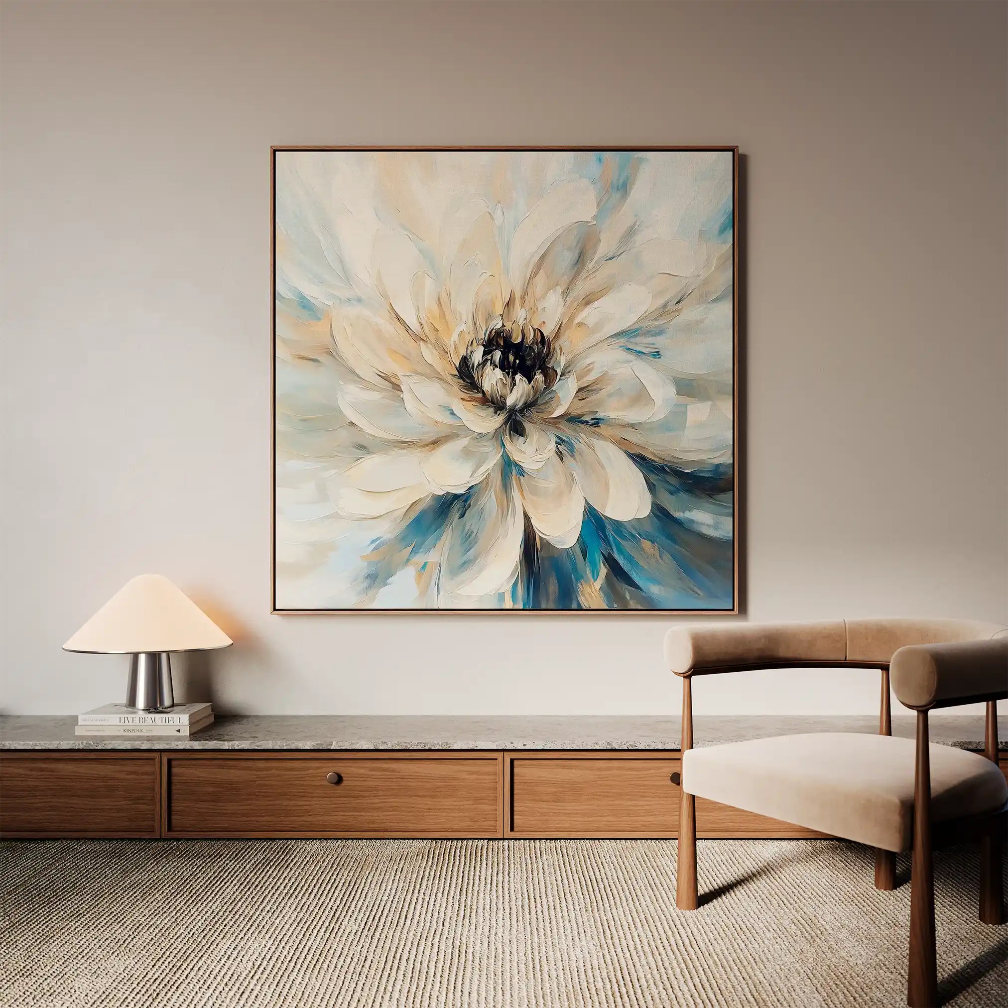 Floral 1257 Canvas Art 16" x 16" / 40 x 40 cm / Black
