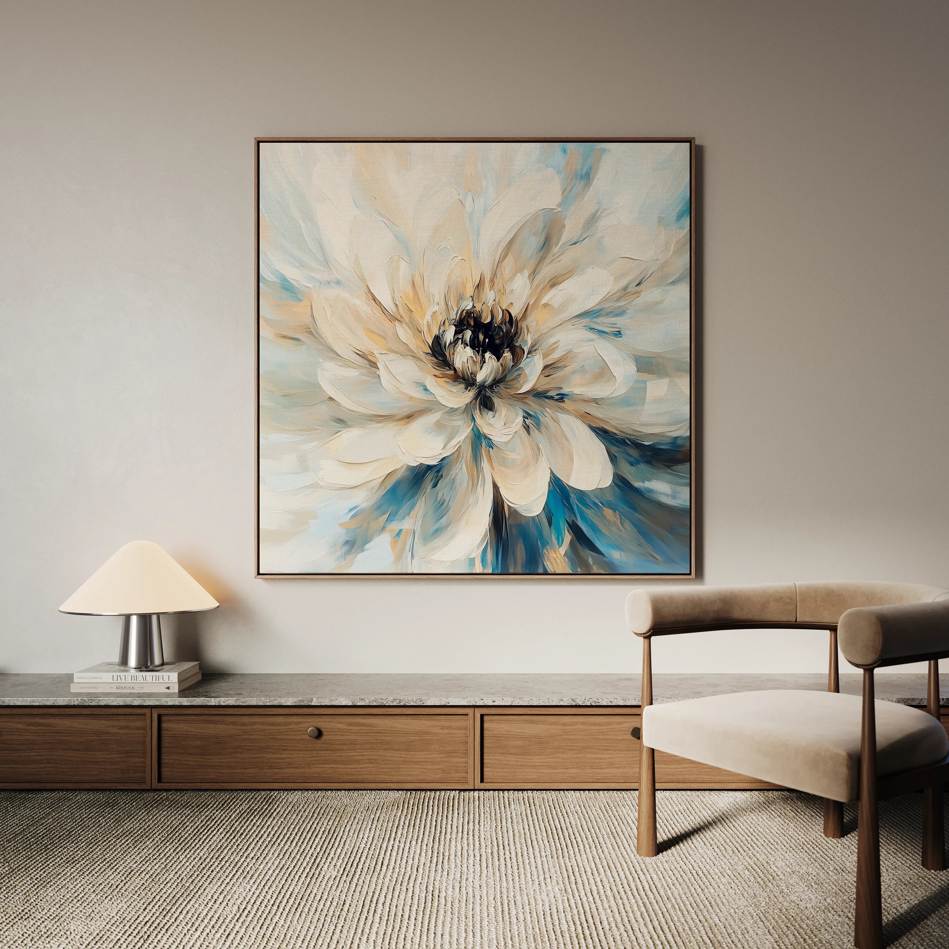 Floral 1257 Canvas Art 16" x 16" / 40 x 40 cm / Black