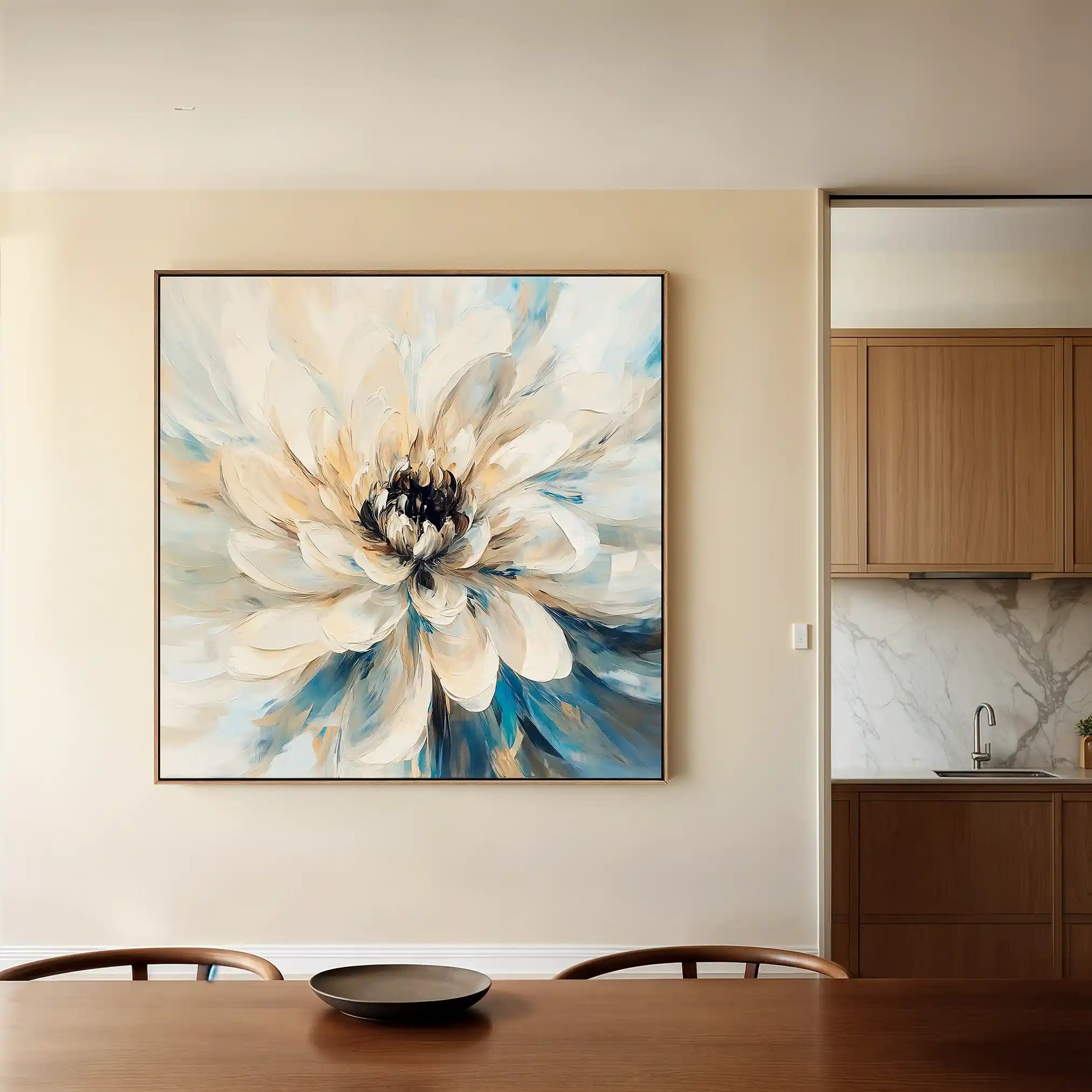 Floral 1257 Canvas Art 16" x 16" / 40 x 40 cm / Black