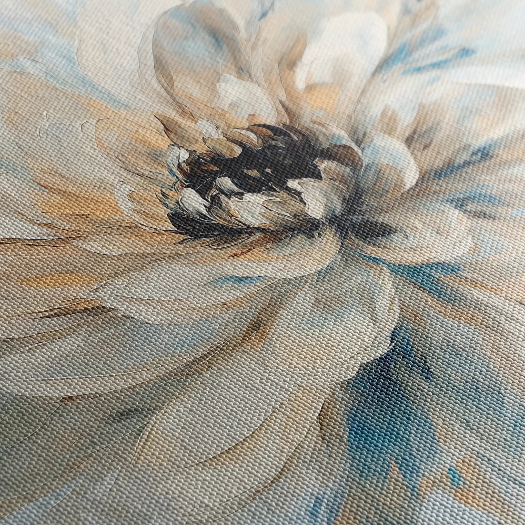 Floral 1257 Canvas Art 16" x 16" / 40 x 40 cm / Black