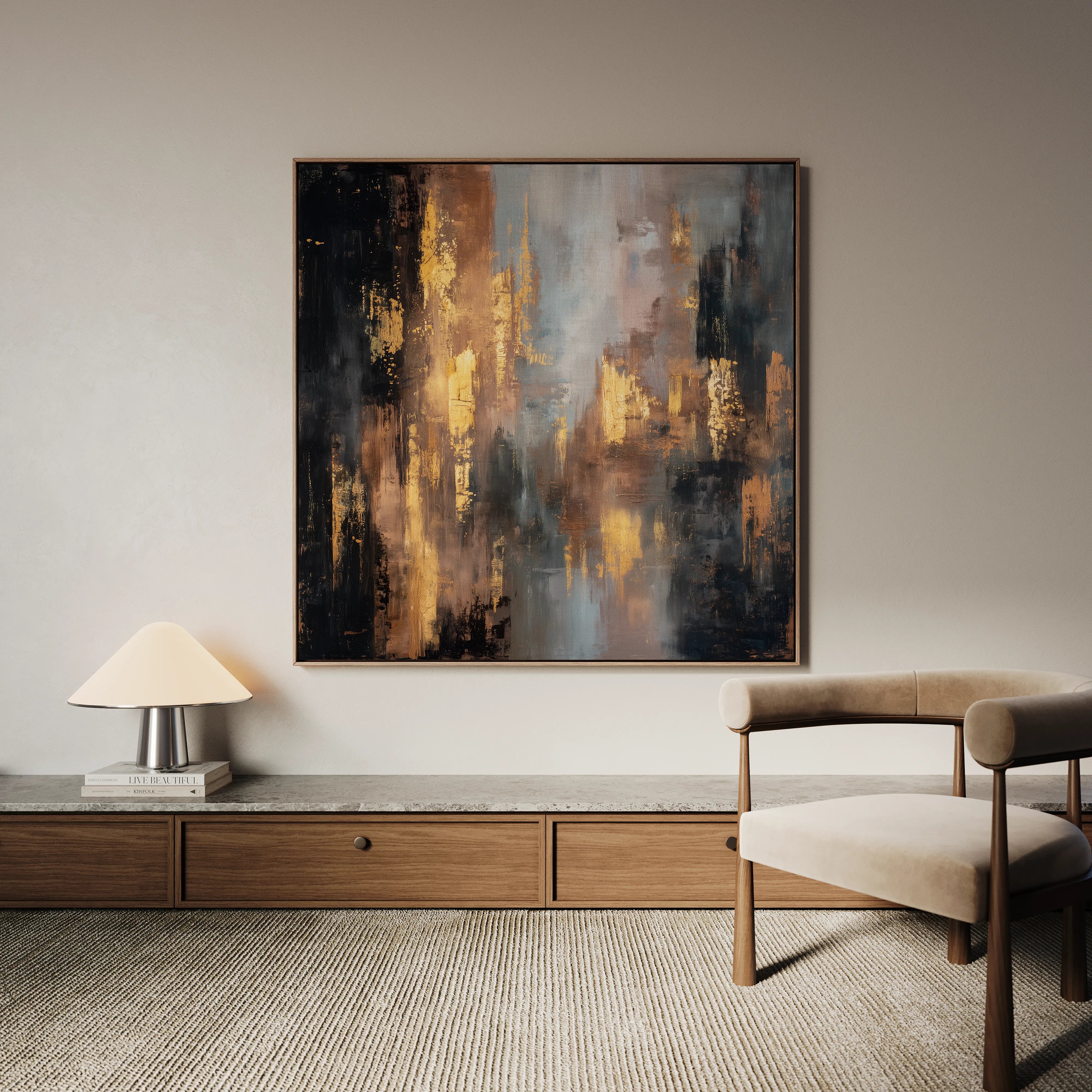 Abstract 1258 Canvas Art 16" x 16" / 40 x 40 cm / Black