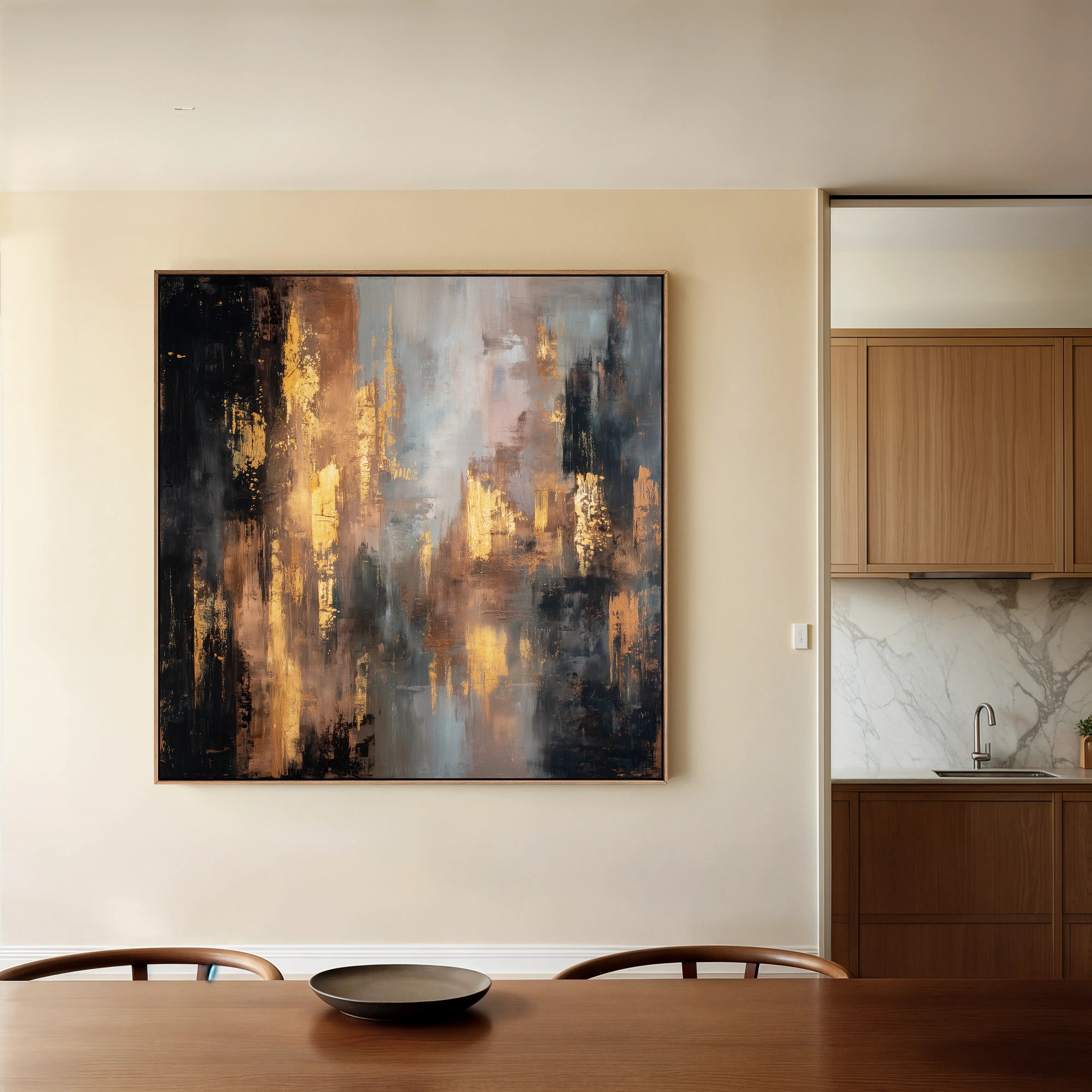 Abstract 1258 Canvas Art 16" x 16" / 40 x 40 cm / Black