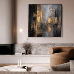 Abstract 1258 Canvas Art 16" x 16" / 40 x 40 cm / Black