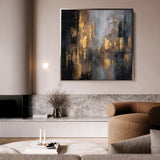 Abstract 1258 Canvas Art 16" x 16" / 40 x 40 cm / Black