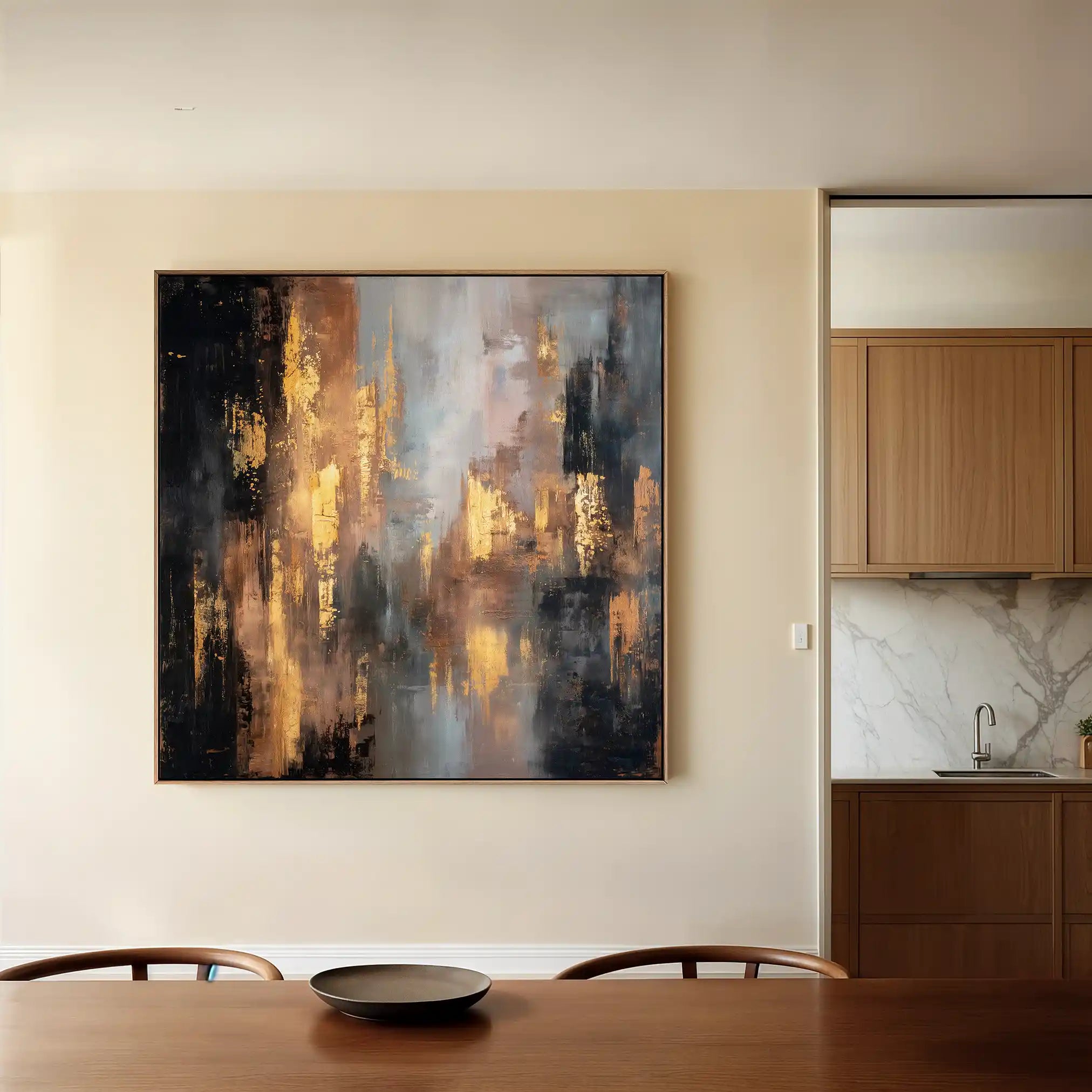 Abstract 1258 Canvas Art 60 x 60 cm / Black