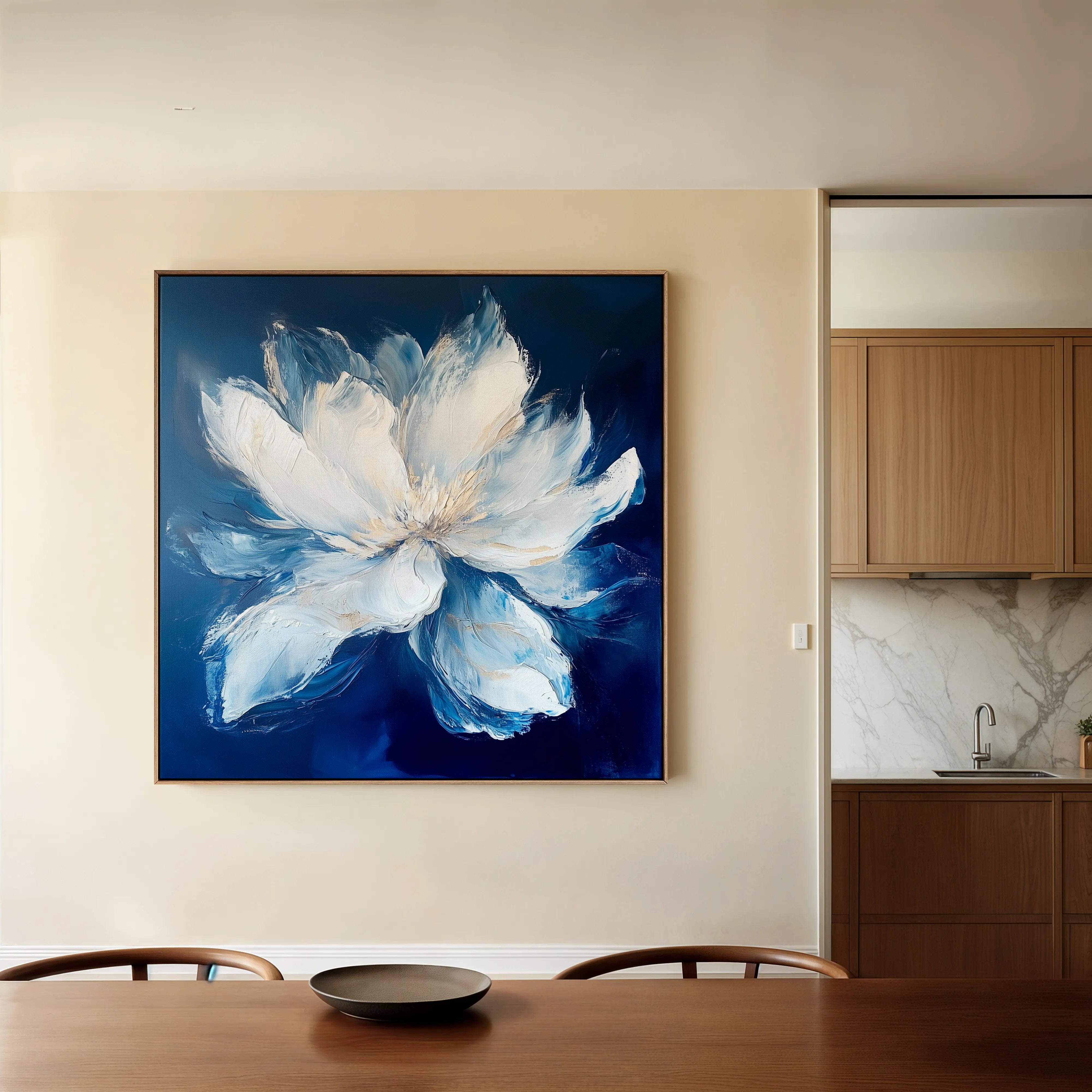 Floral 1258 Canvas Art 16" x 16" / 40 x 40 cm / Black