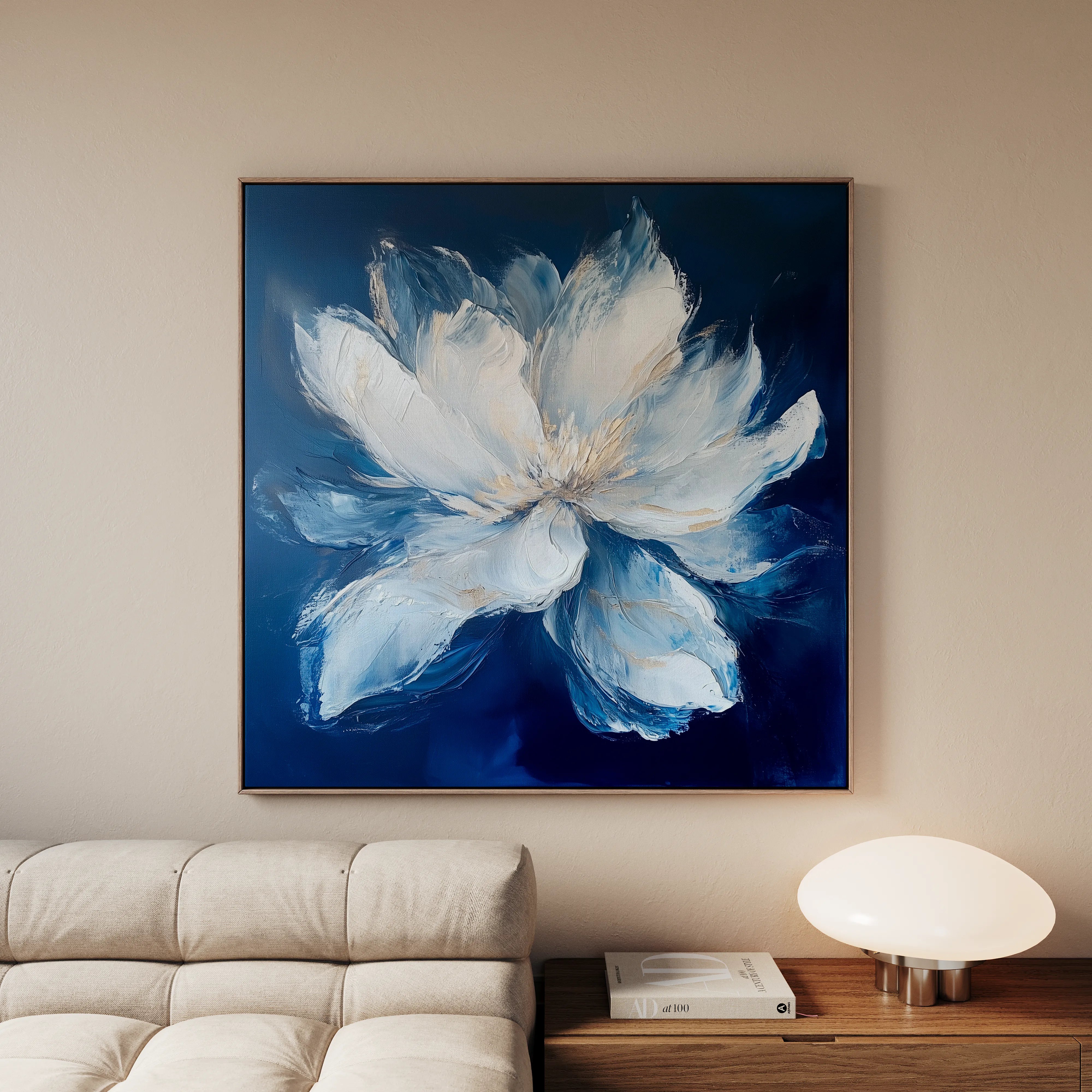 Floral 1258 Canvas Art 16" x 16" / 40 x 40 cm / Black