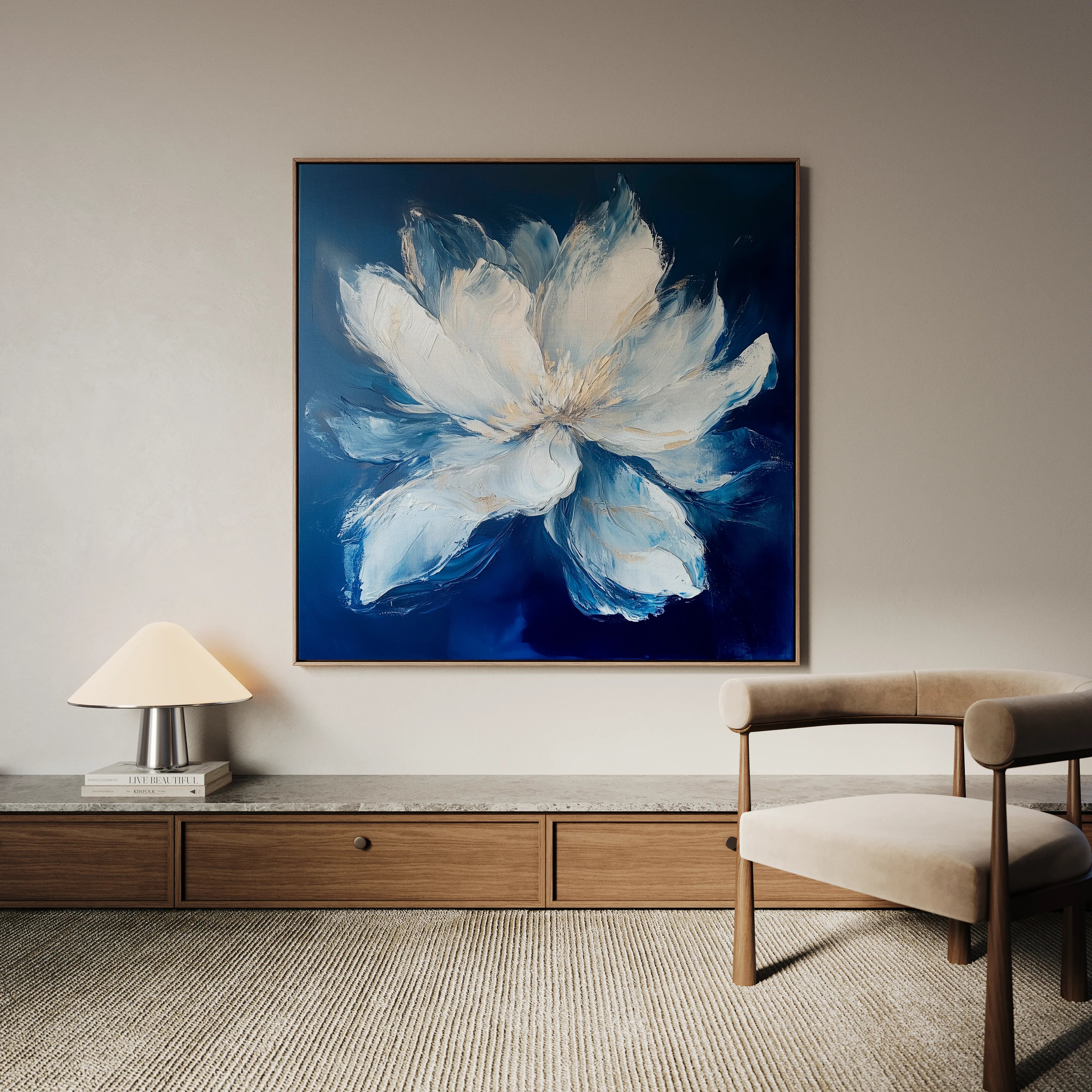 Floral 1258 Canvas Art 16" x 16" / 40 x 40 cm / Black