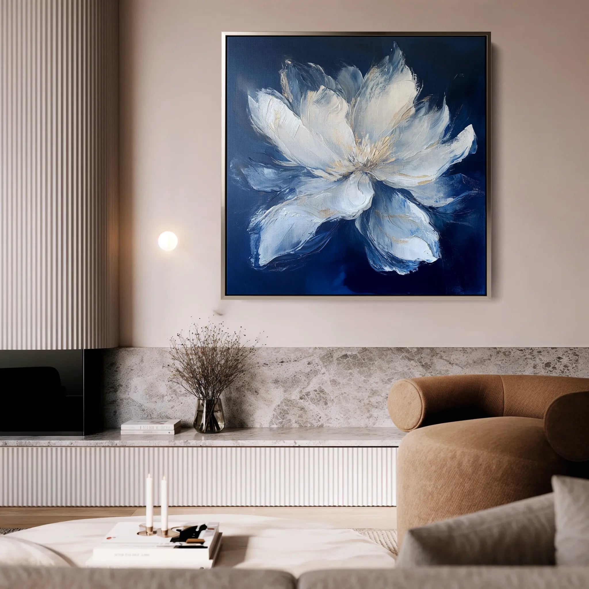 Floral 1258 Canvas Art 16" x 16" / 40 x 40 cm / Black