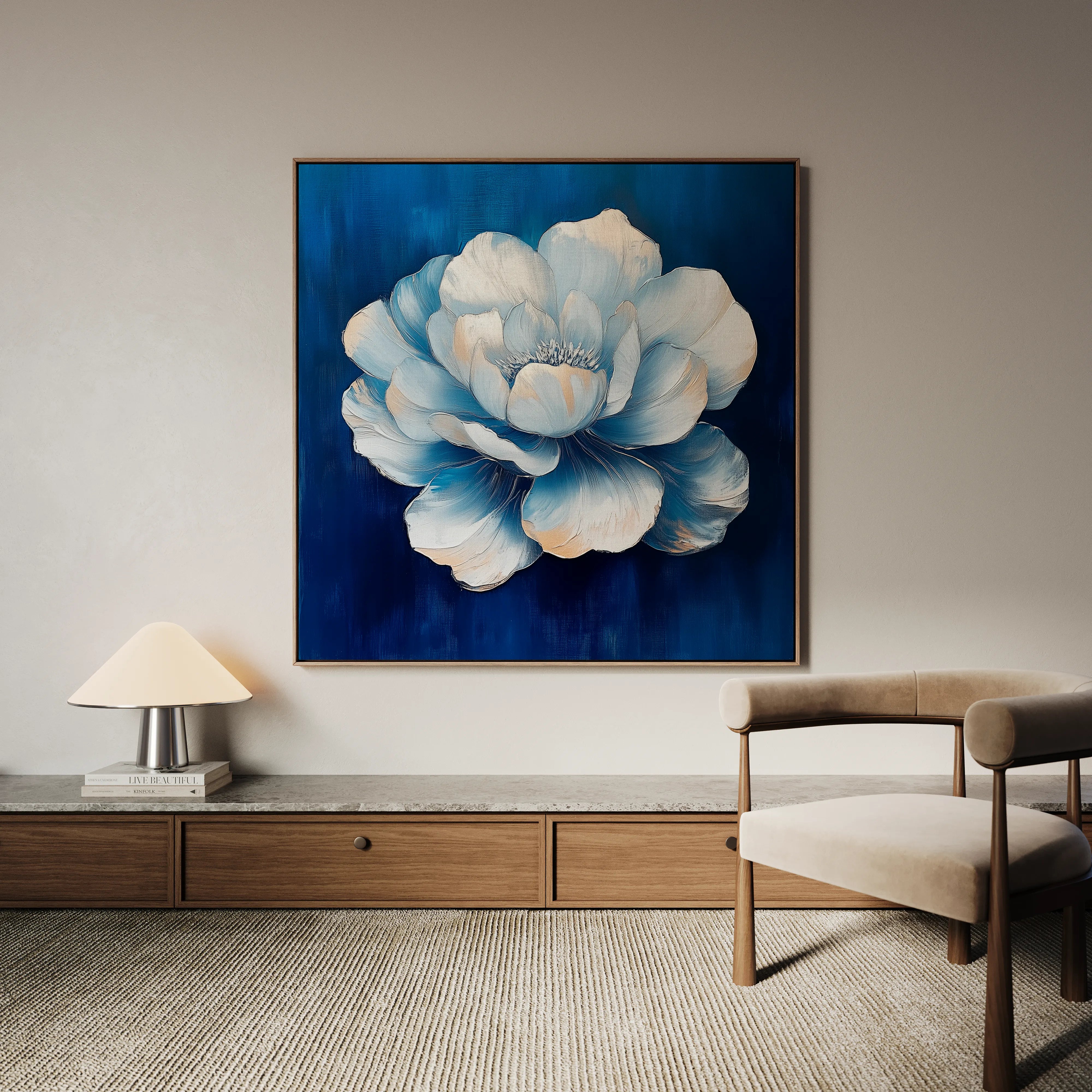 Floral 1259 Canvas Art 16" x 16" / 40 x 40 cm / Black