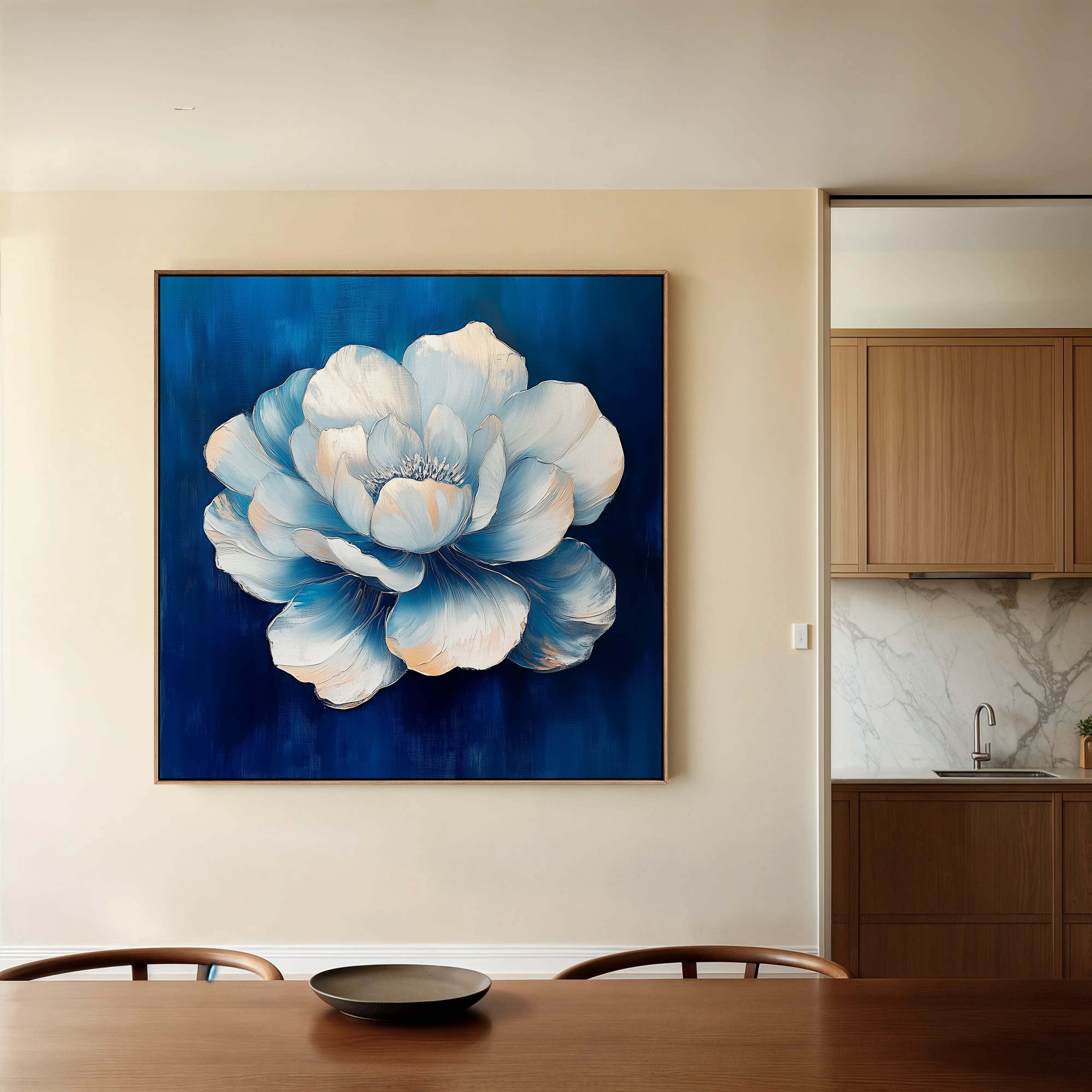 Floral 1259 Canvas Art 16" x 16" / 40 x 40 cm / Black