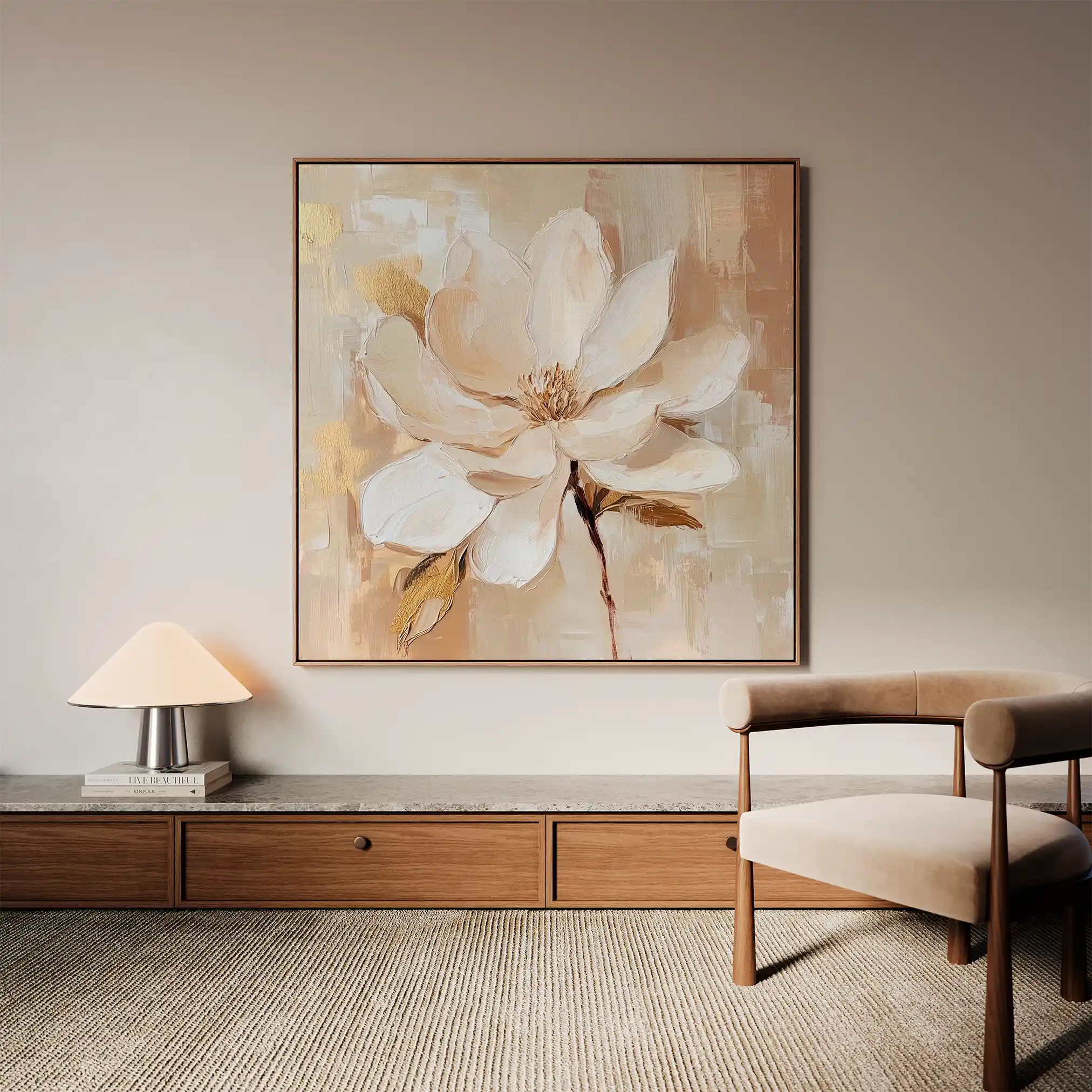 Floral 1260 Canvas Art 16" x 16" / 40 x 40 cm / Black