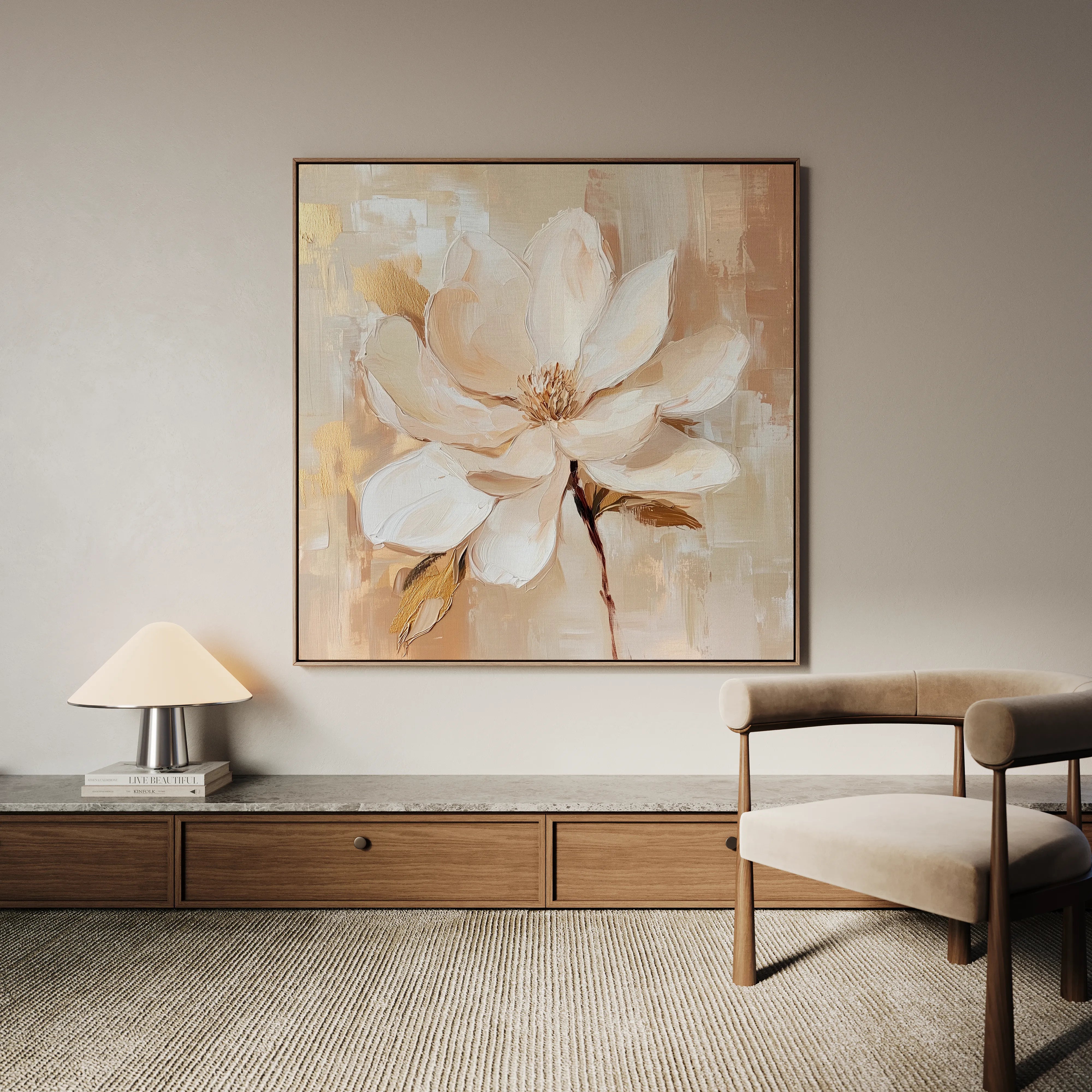Floral 1260 Canvas Art 16" x 16" / 40 x 40 cm / Black