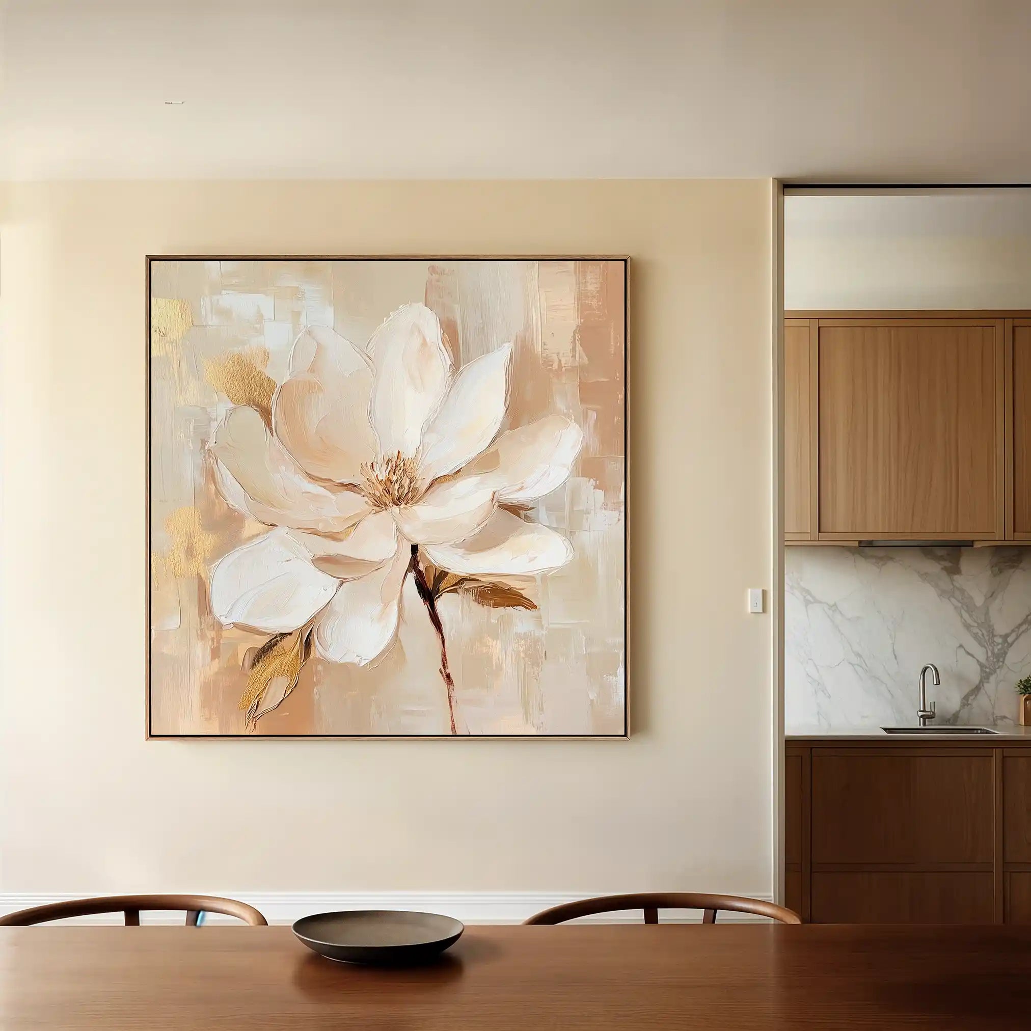 Floral 1260 Canvas Art 16" x 16" / 40 x 40 cm / Black