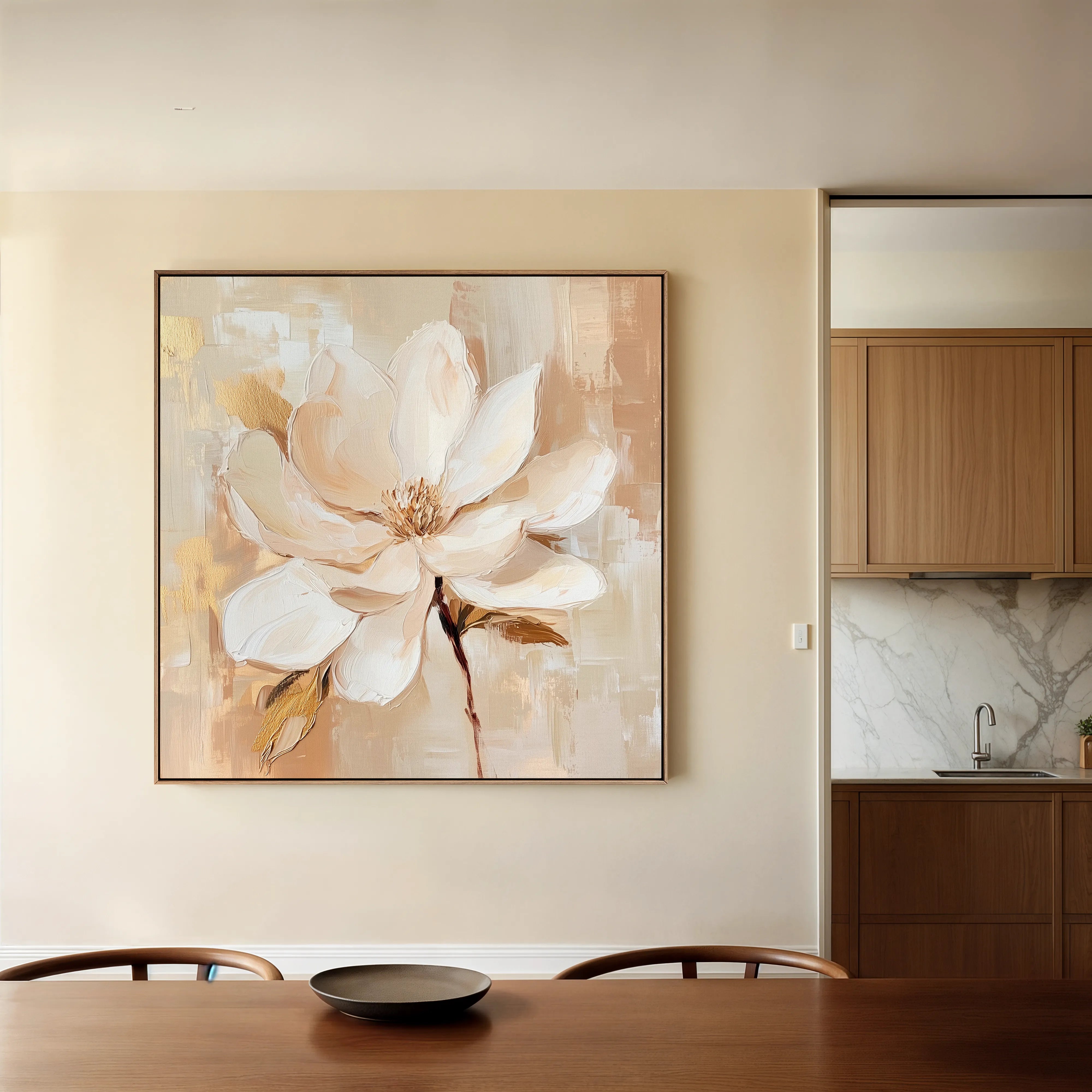 Floral 1260 Canvas Art 16" x 16" / 40 x 40 cm / Black