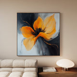 Floral 1261 Canvas Art 16" x 16" / 40 x 40 cm / Black