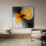 Floral 1261 Canvas Art 16" x 16" / 40 x 40 cm / Black