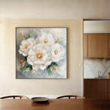 Floral 1262 Canvas Art 16" x 16" / 40 x 40 cm / Black