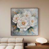 Floral 1262 Canvas Art 16" x 16" / 40 x 40 cm / Black