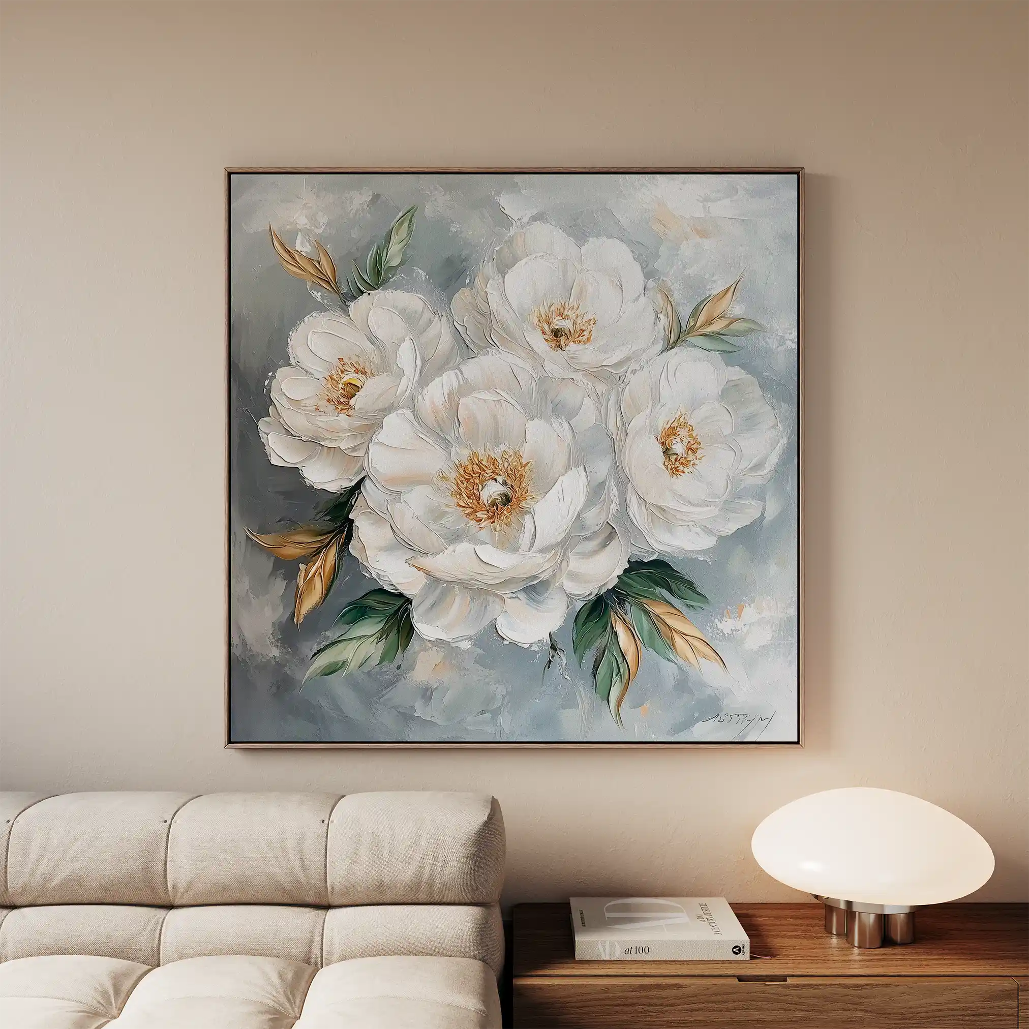 Floral 1262 Canvas Art 16" x 16" / 40 x 40 cm / Black