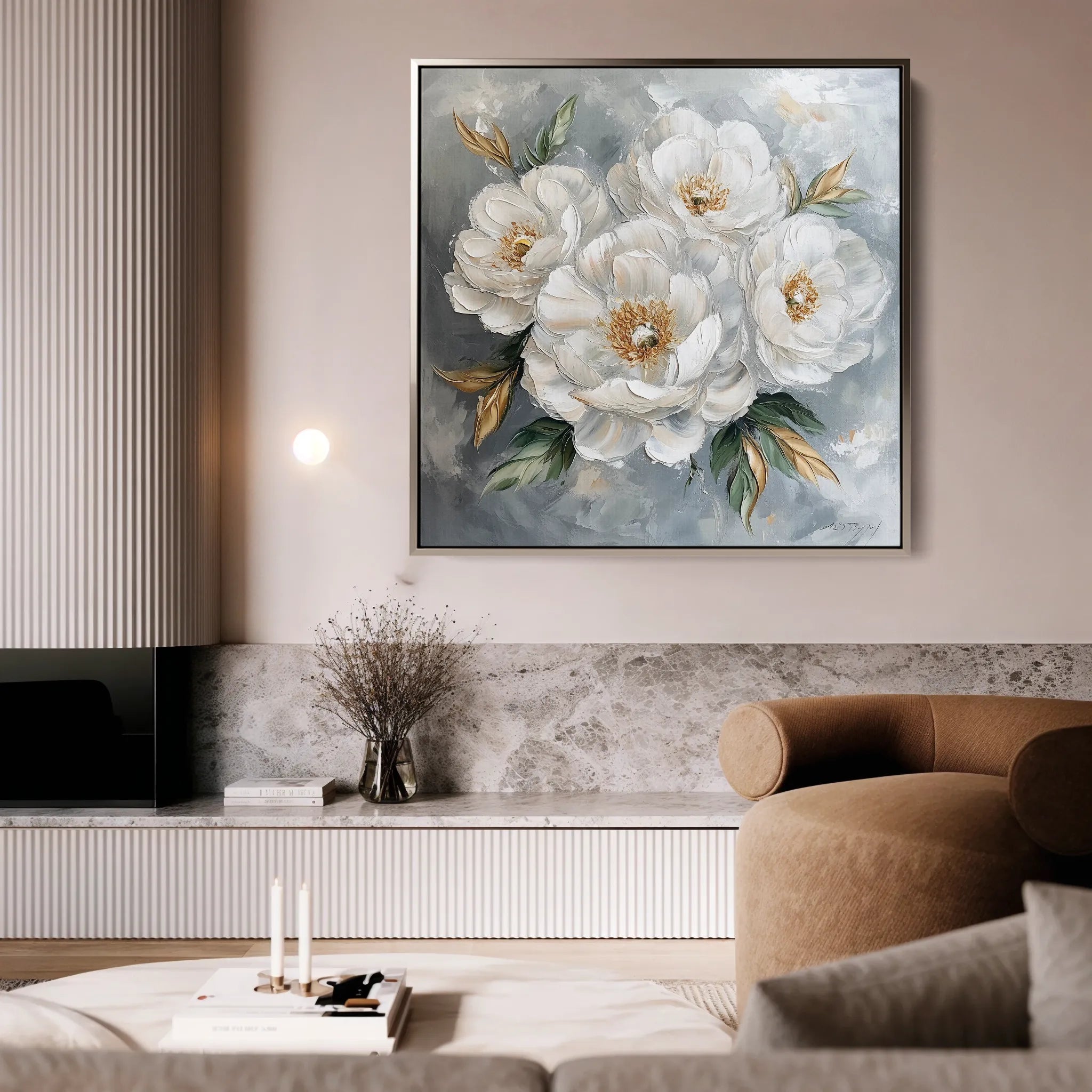 Floral 1262 Canvas Art 16" x 16" / 40 x 40 cm / Black