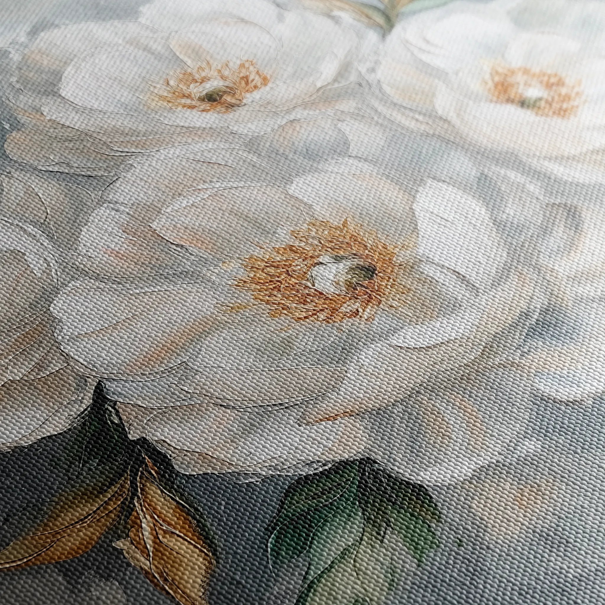Floral 1262 Canvas Art 16" x 16" / 40 x 40 cm / Black