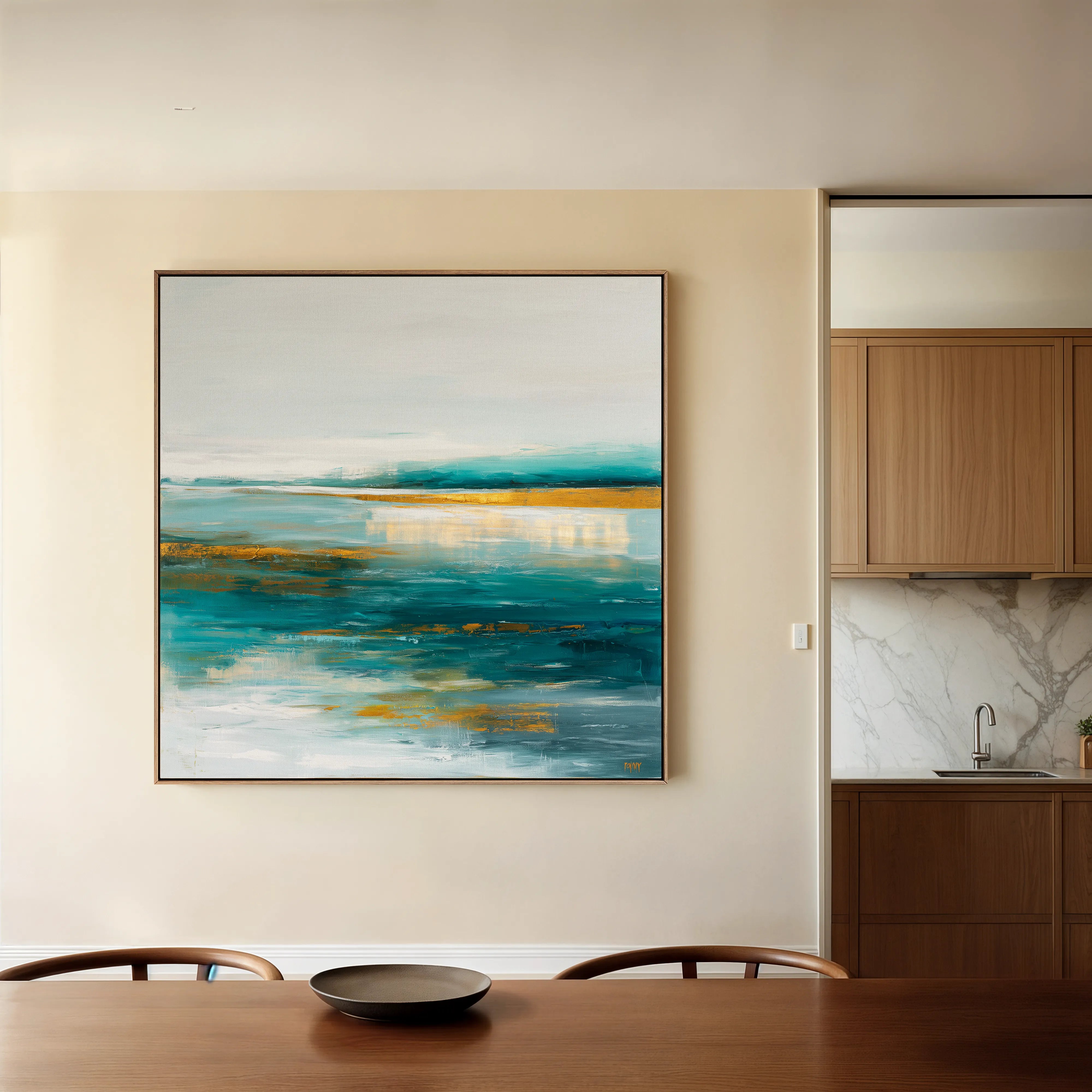 Abstract 1263 Canvas Art 16" x 16" / 40 x 40 cm / Black