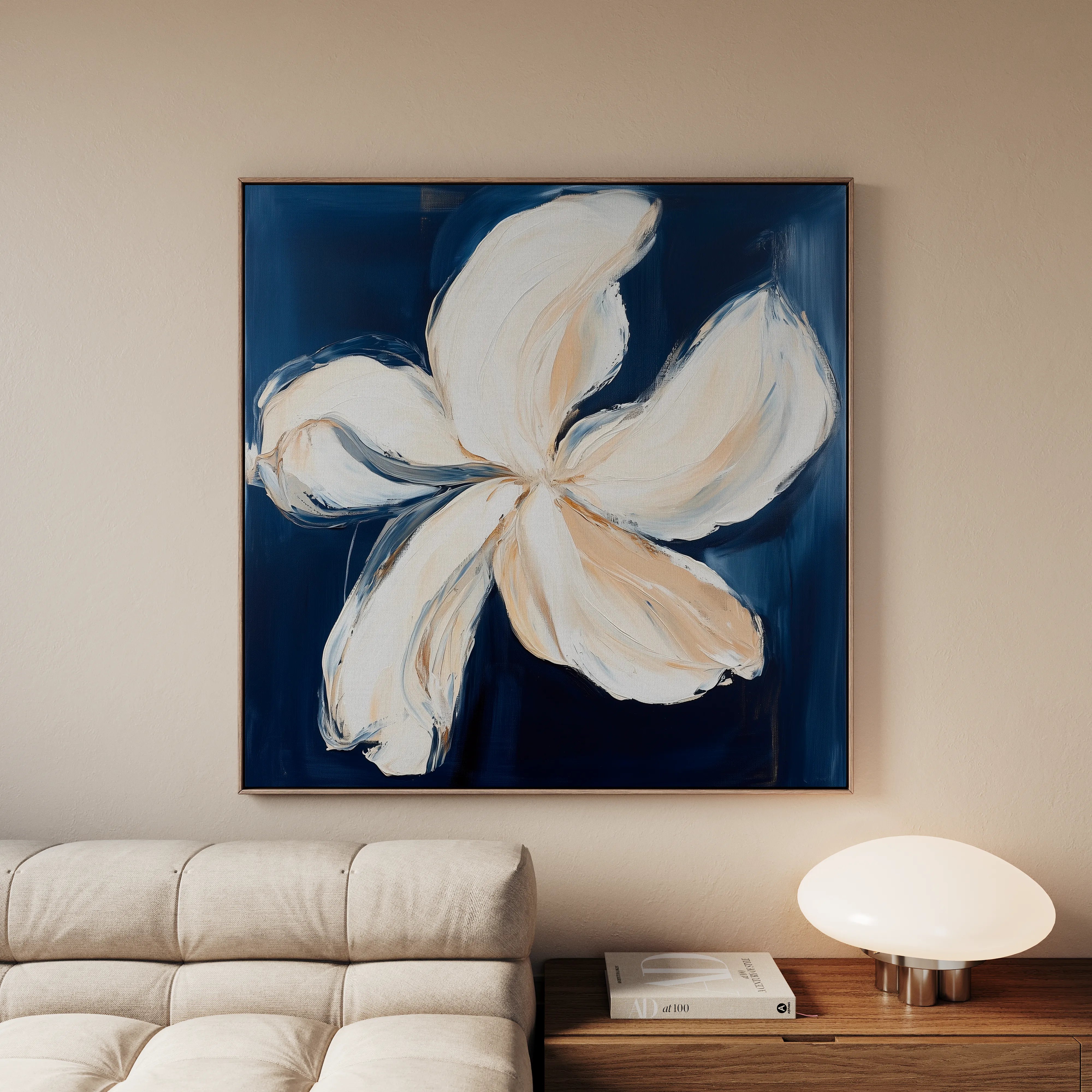 Floral 1263 Canvas Art 16" x 16" / 40 x 40 cm / Black