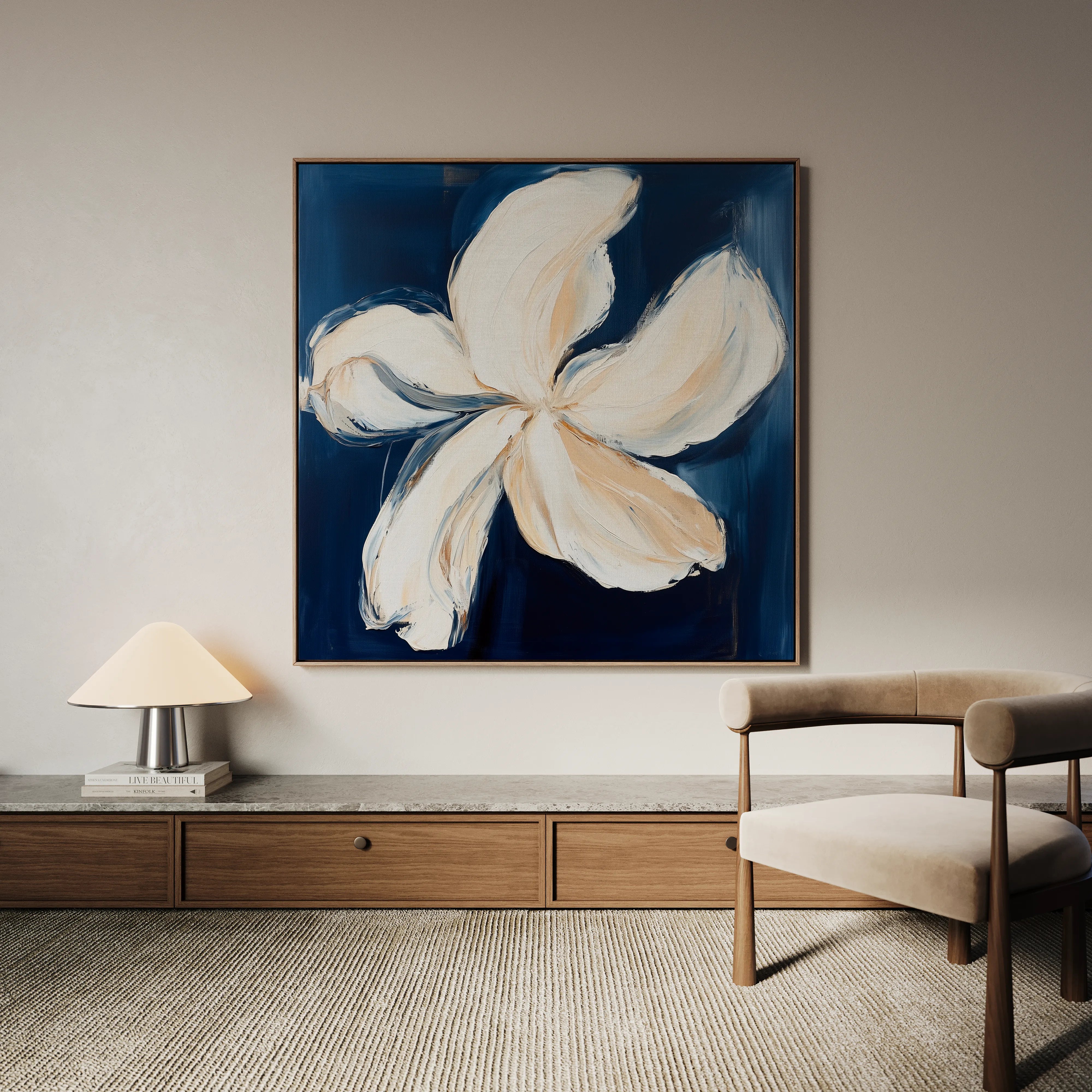 Floral 1263 Canvas Art 16" x 16" / 40 x 40 cm / Black