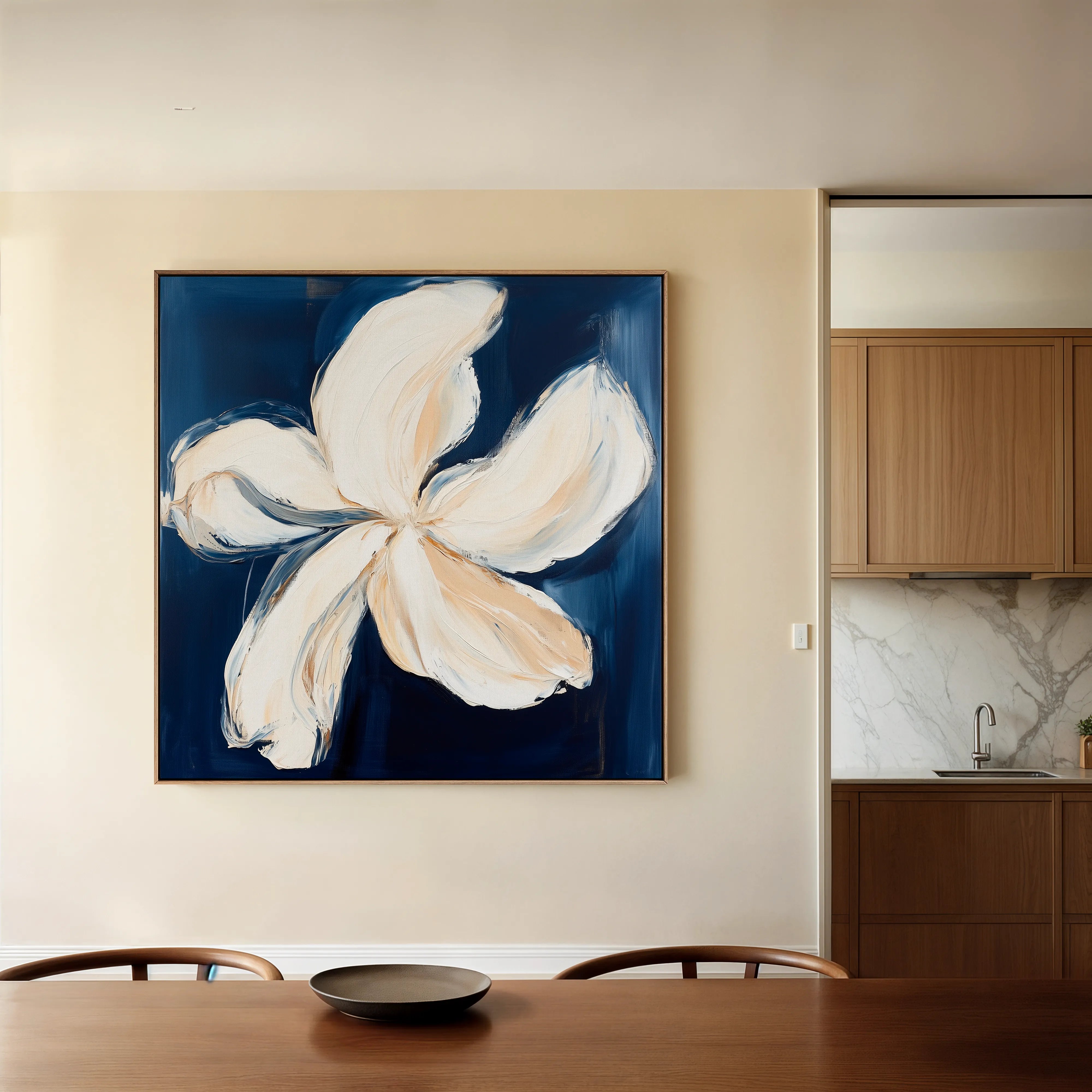 Floral 1263 Canvas Art 16" x 16" / 40 x 40 cm / Black