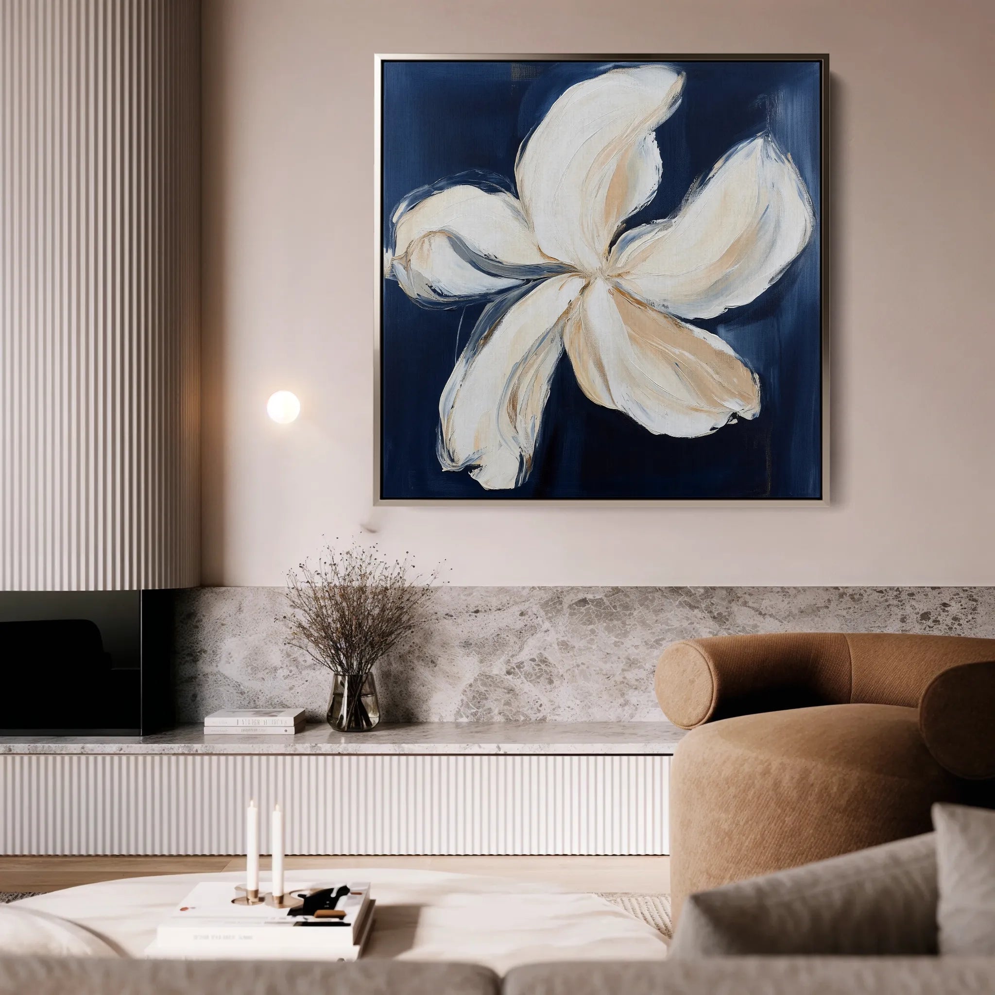 Floral 1263 Canvas Art 16" x 16" / 40 x 40 cm / Black