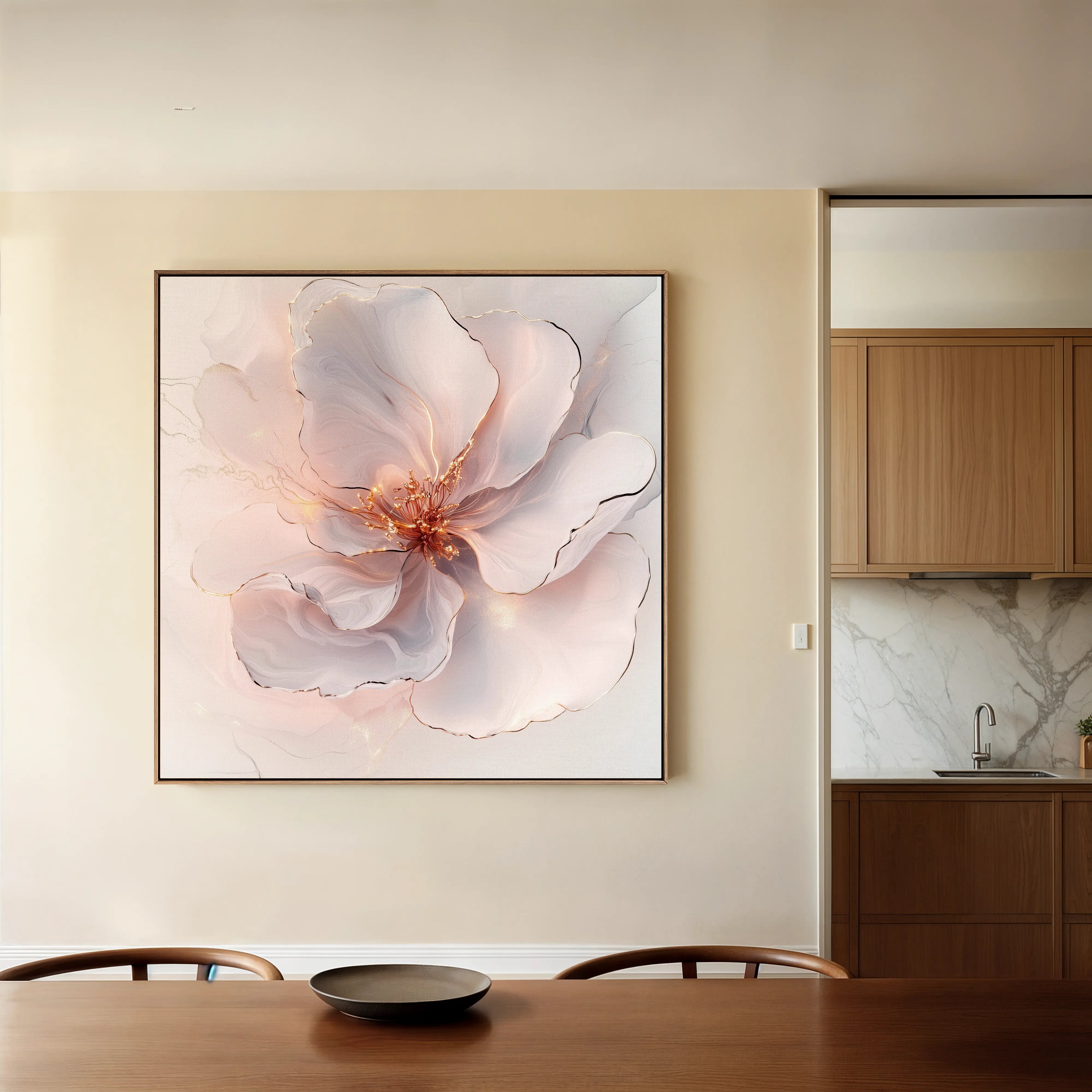 Floral 1264 Canvas Art 16" x 16" / 40 x 40 cm / Black