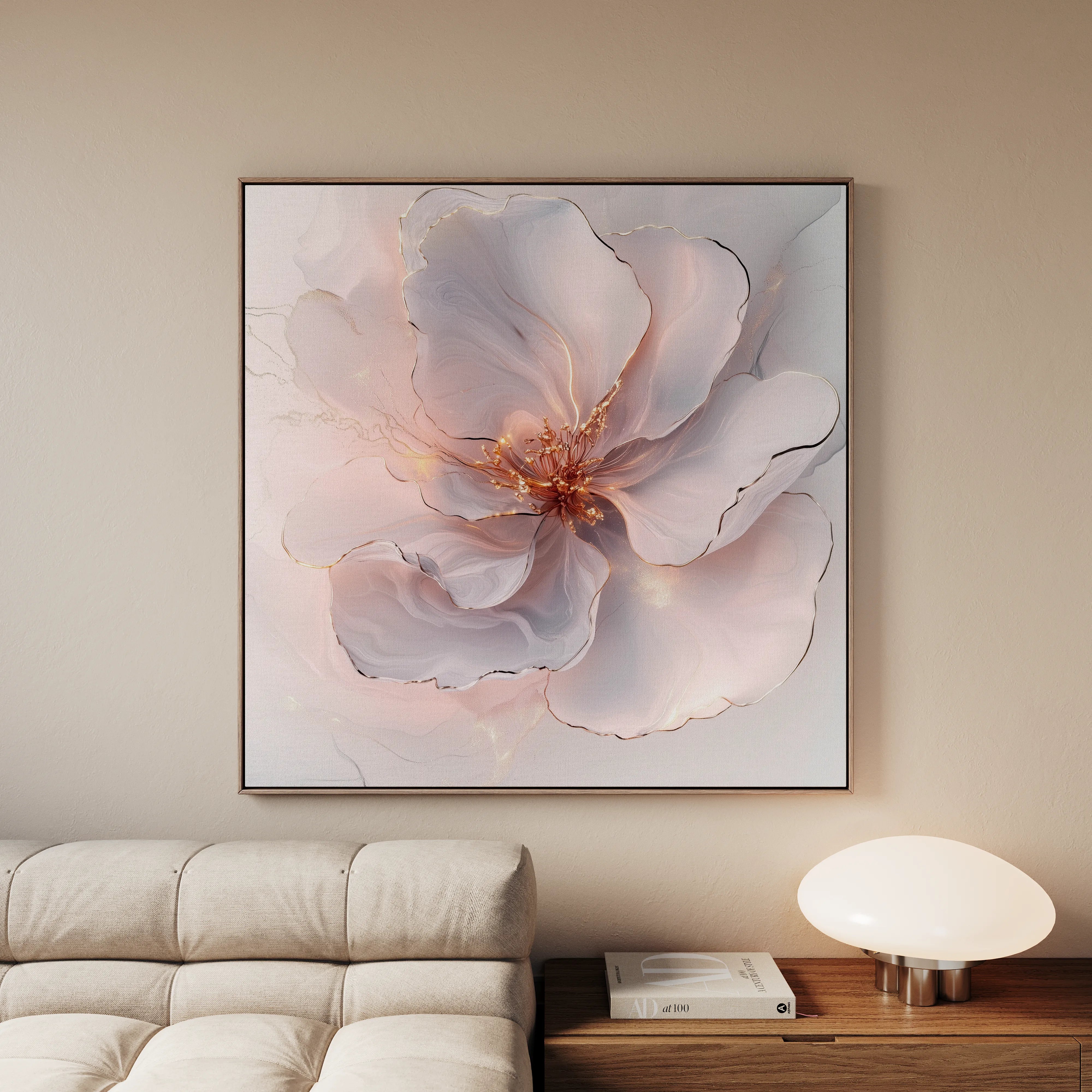 Floral 1264 Canvas Art 16" x 16" / 40 x 40 cm / Black