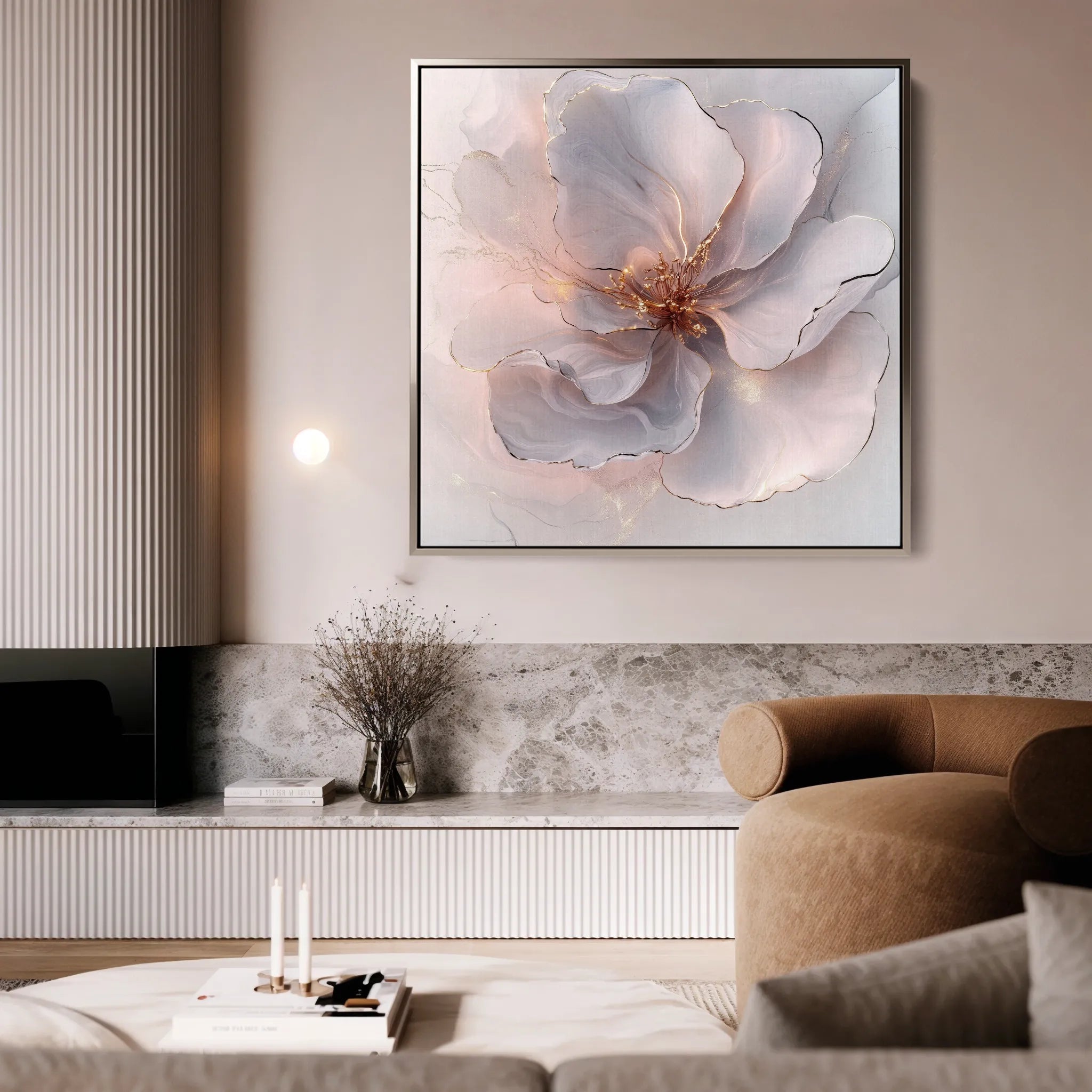 Floral 1264 Canvas Art 16" x 16" / 40 x 40 cm / Black