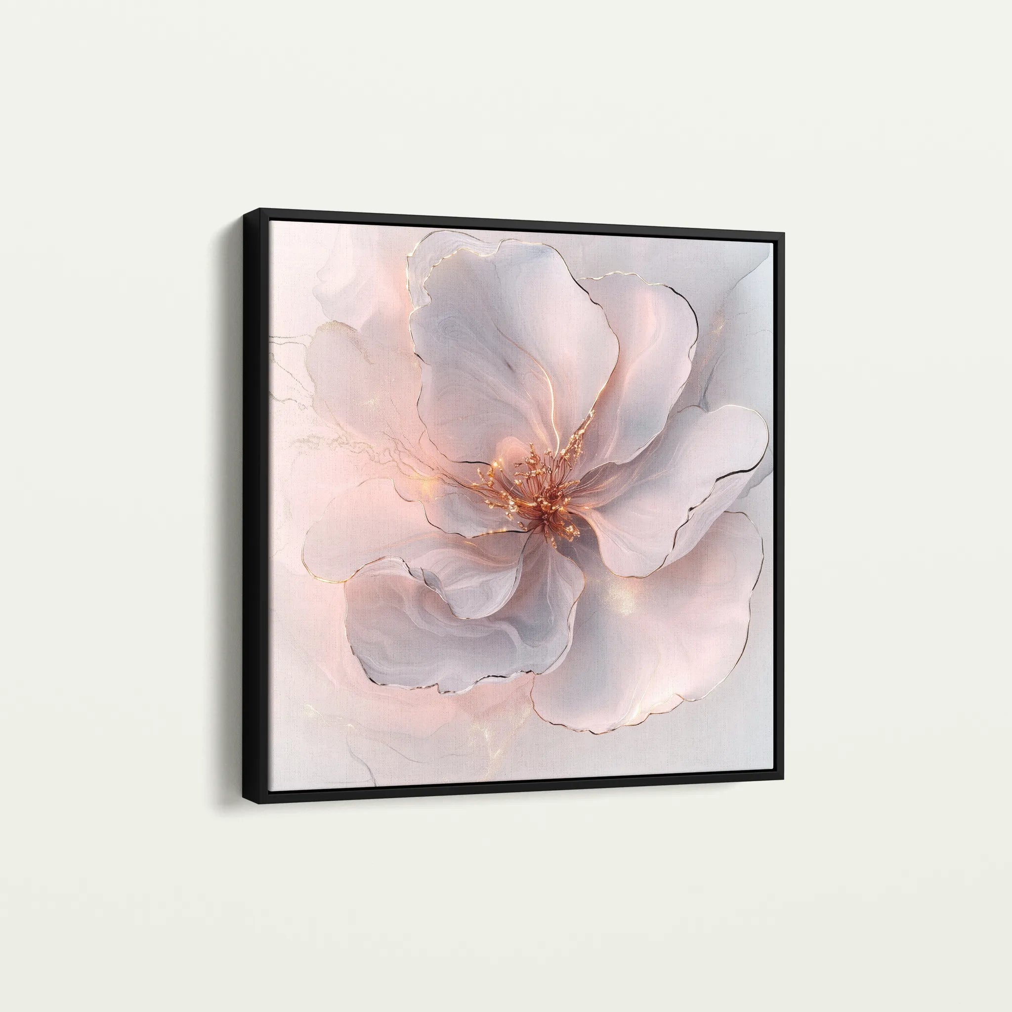 Floral 1264 Canvas Art 16" x 16" / 40 x 40 cm / Black