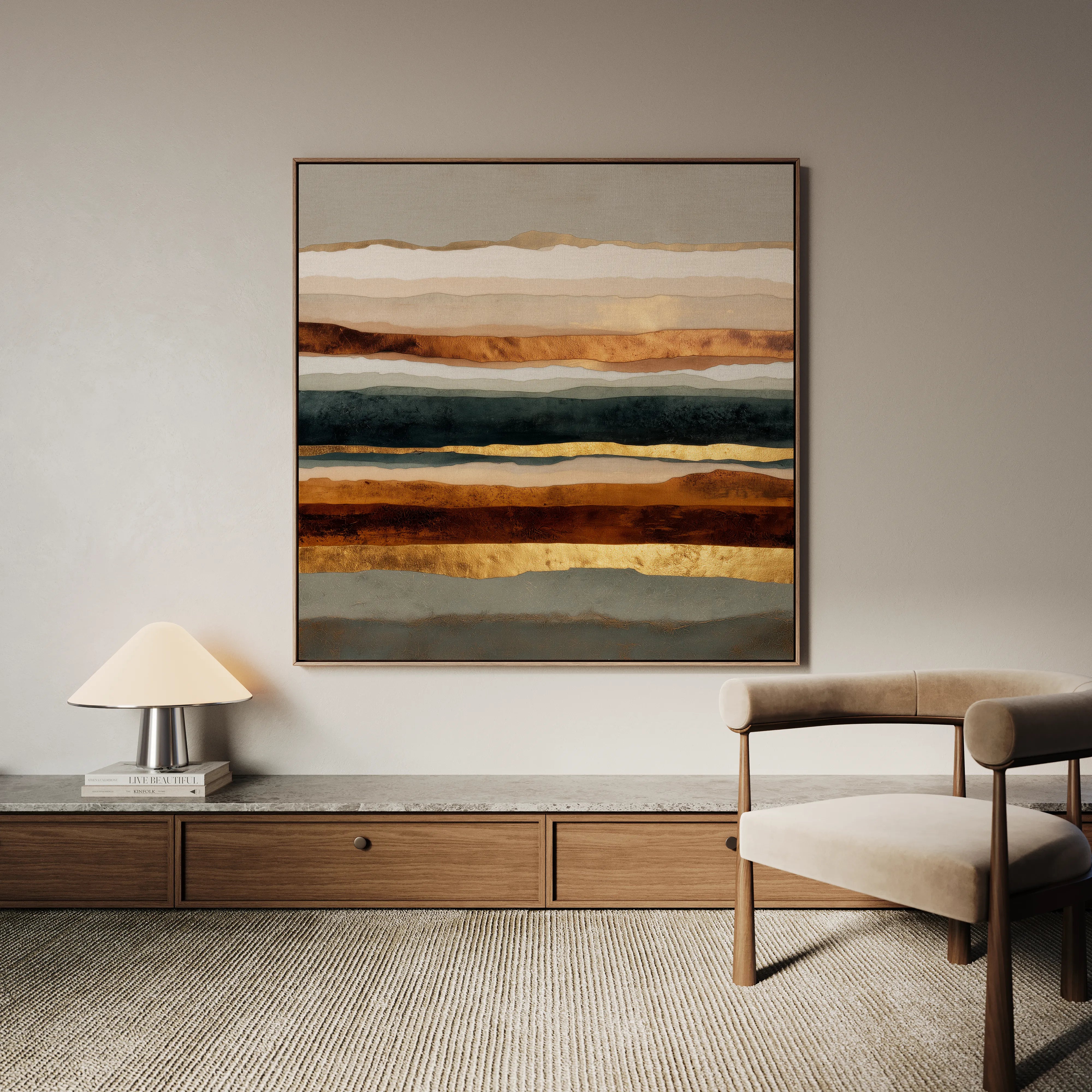 Abstract 1265 Canvas Art 16" x 16" / 40 x 40 cm / Black