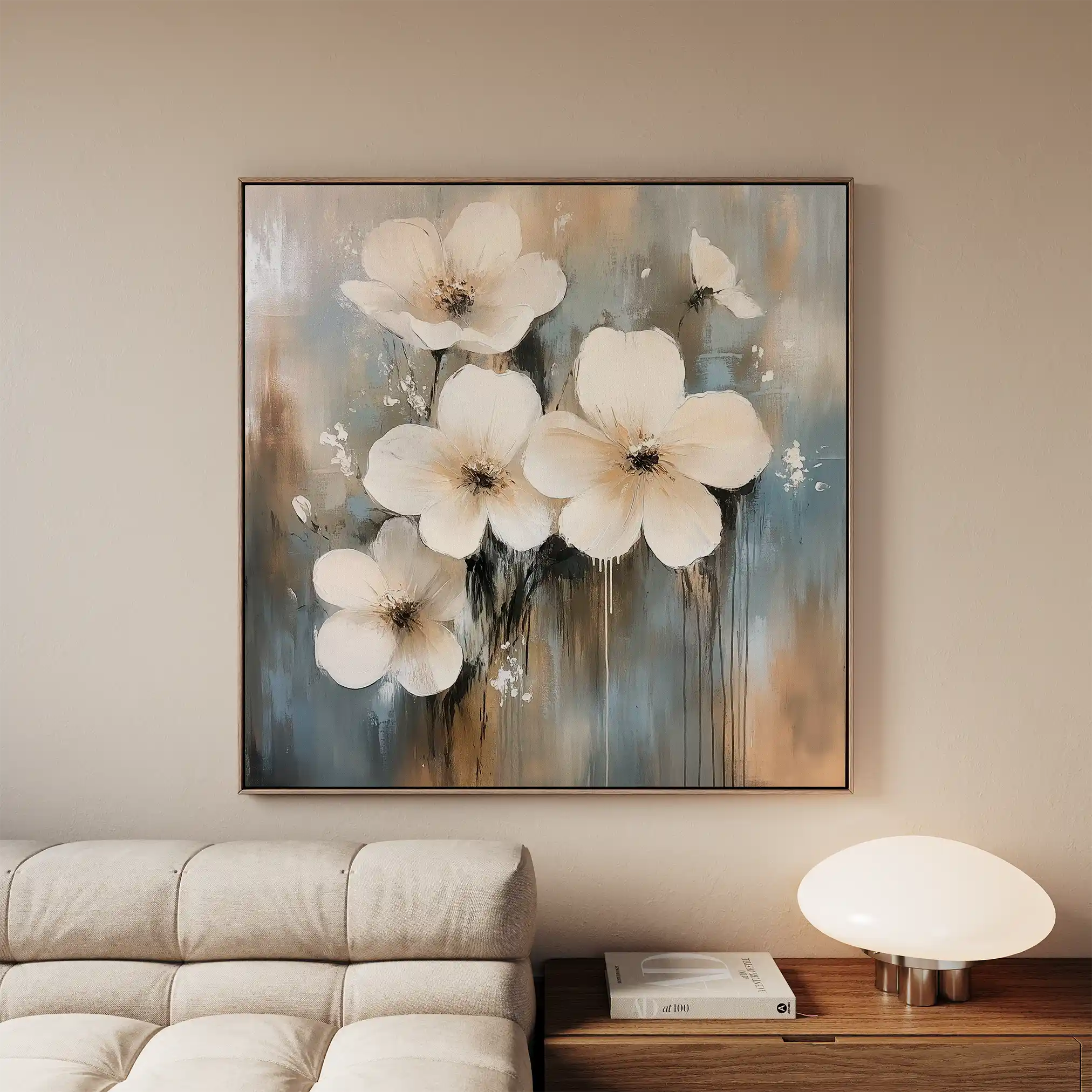 Floral 1265 Canvas Art 16" x 16" / 40 x 40 cm / Black