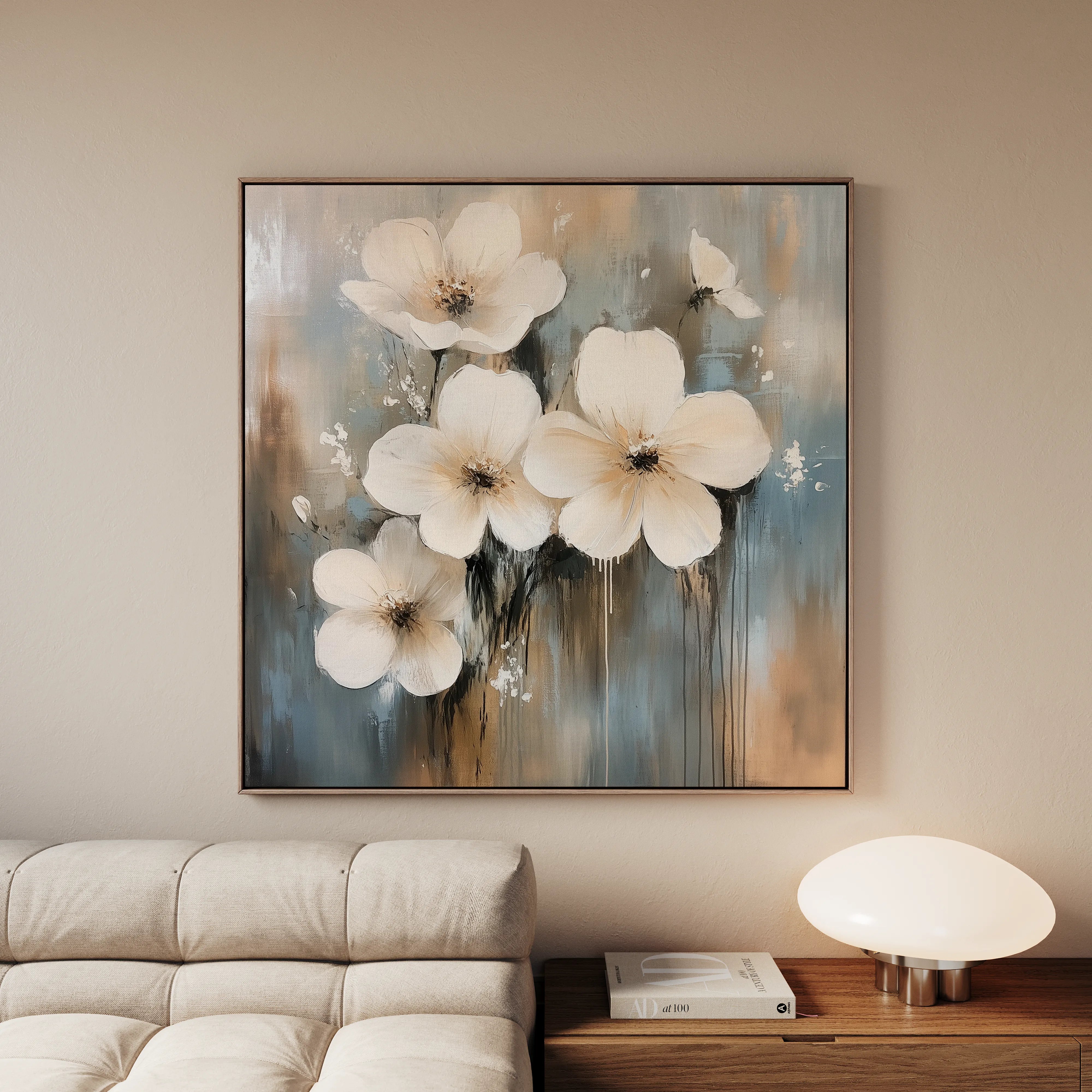 Floral 1265 Canvas Art 16" x 16" / 40 x 40 cm / Black