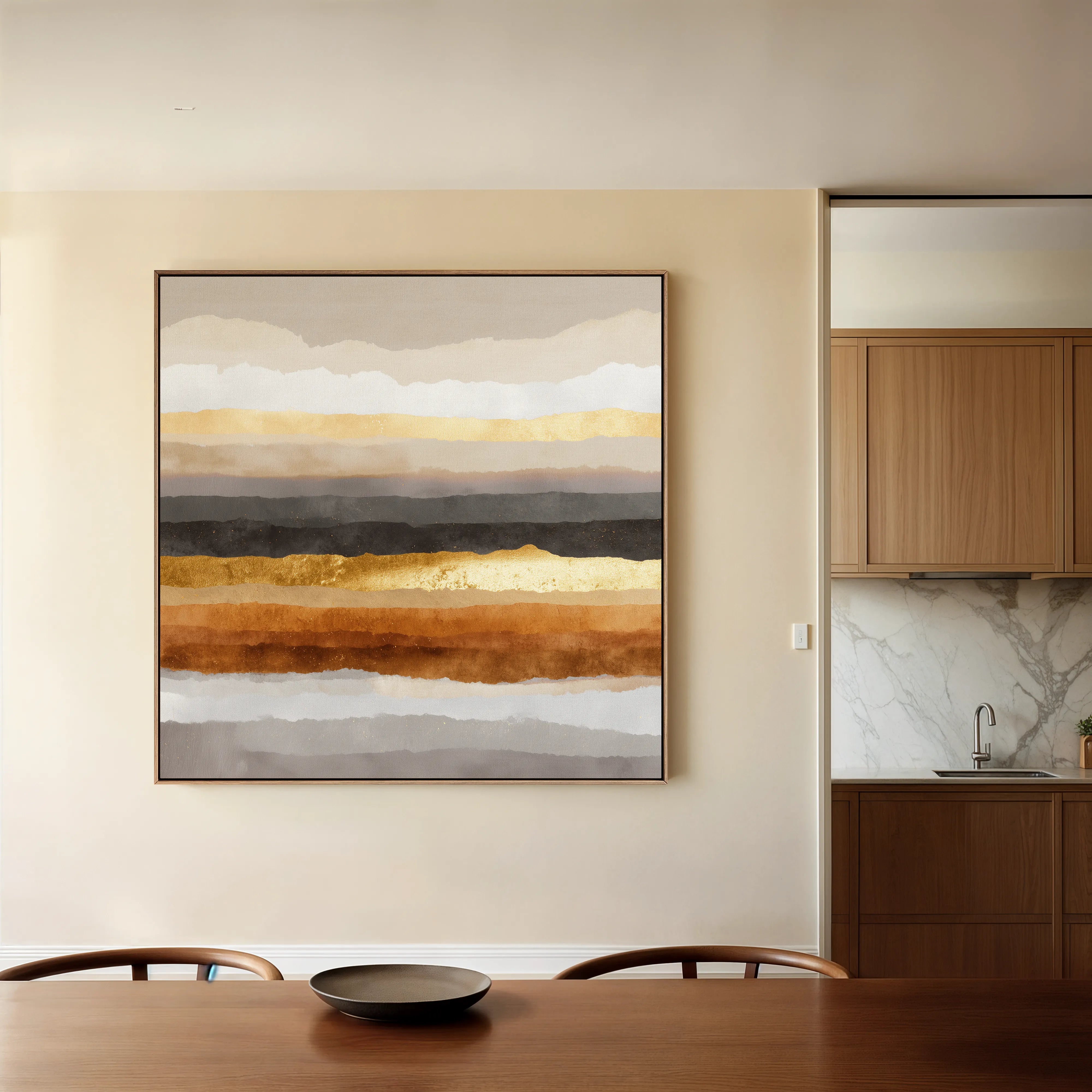 Abstract 1266 Canvas Art 16" x 16" / 40 x 40 cm / Black