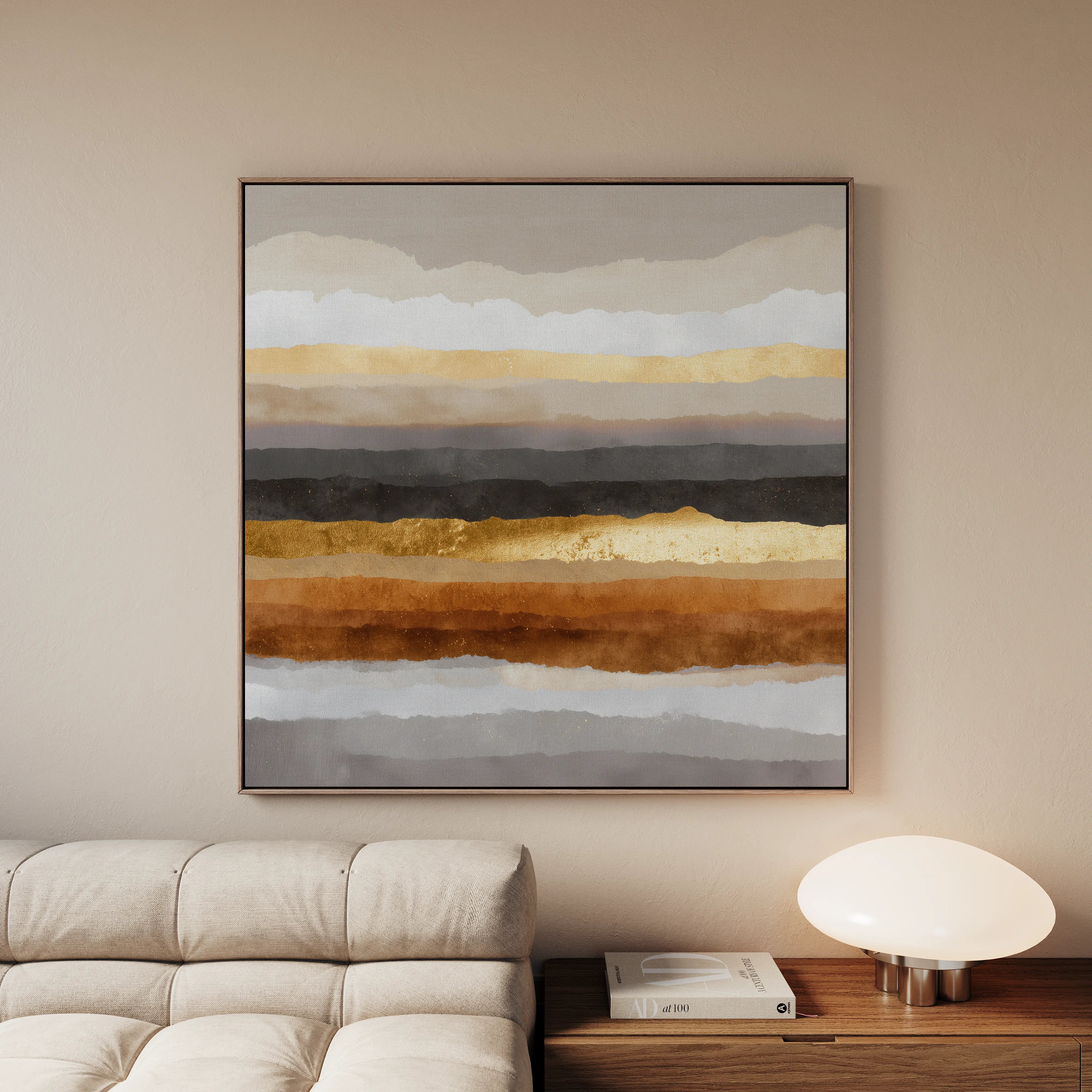 Abstract 1266 Canvas Art 16" x 16" / 40 x 40 cm / Black