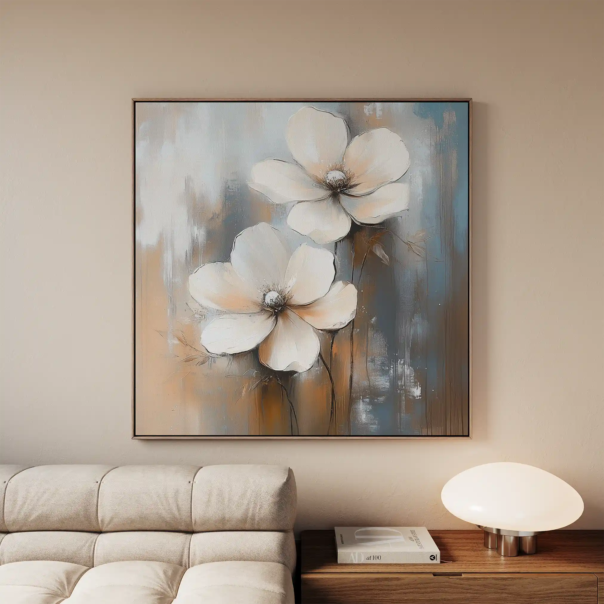 Floral 1266 Canvas Art 16" x 16" / 40 x 40 cm / Black