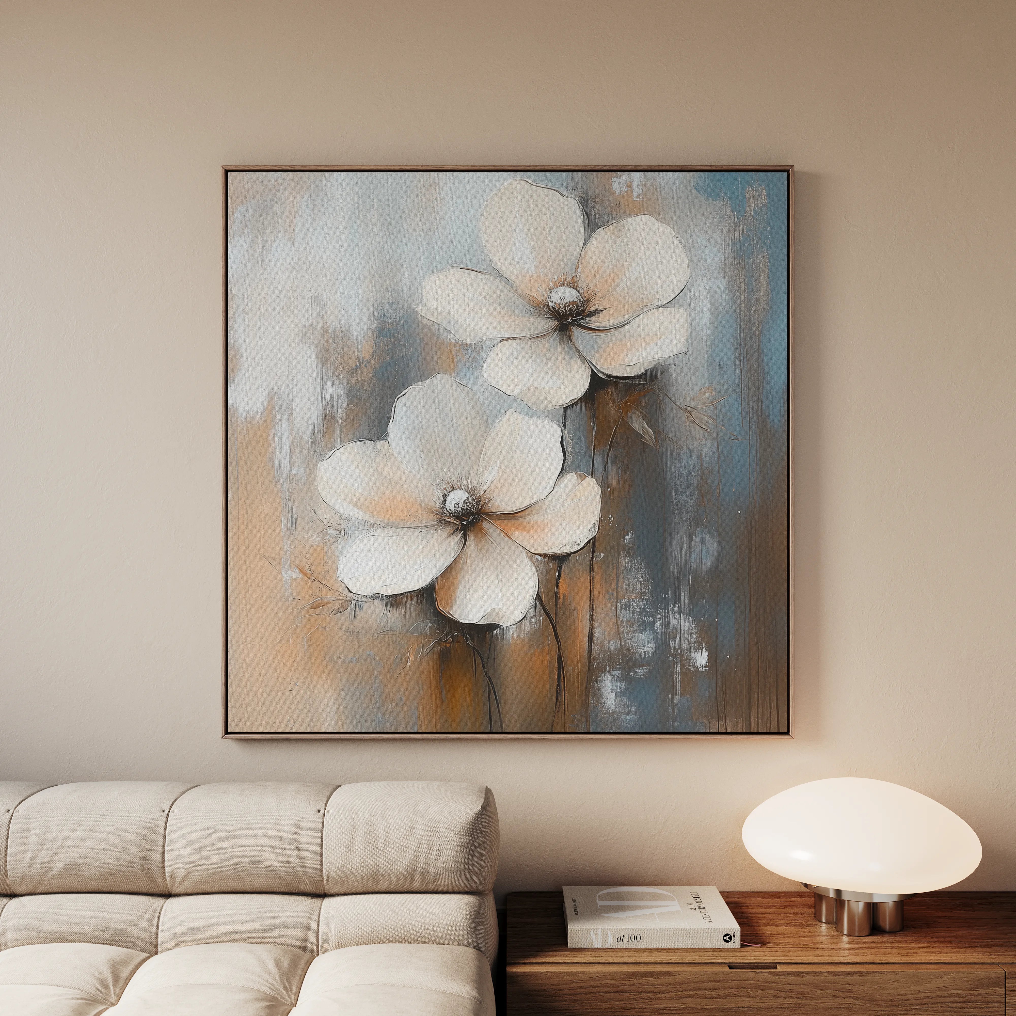 Floral 1266 Canvas Art 16" x 16" / 40 x 40 cm / Black