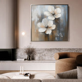 Floral 1266 Canvas Art 16" x 16" / 40 x 40 cm / Black