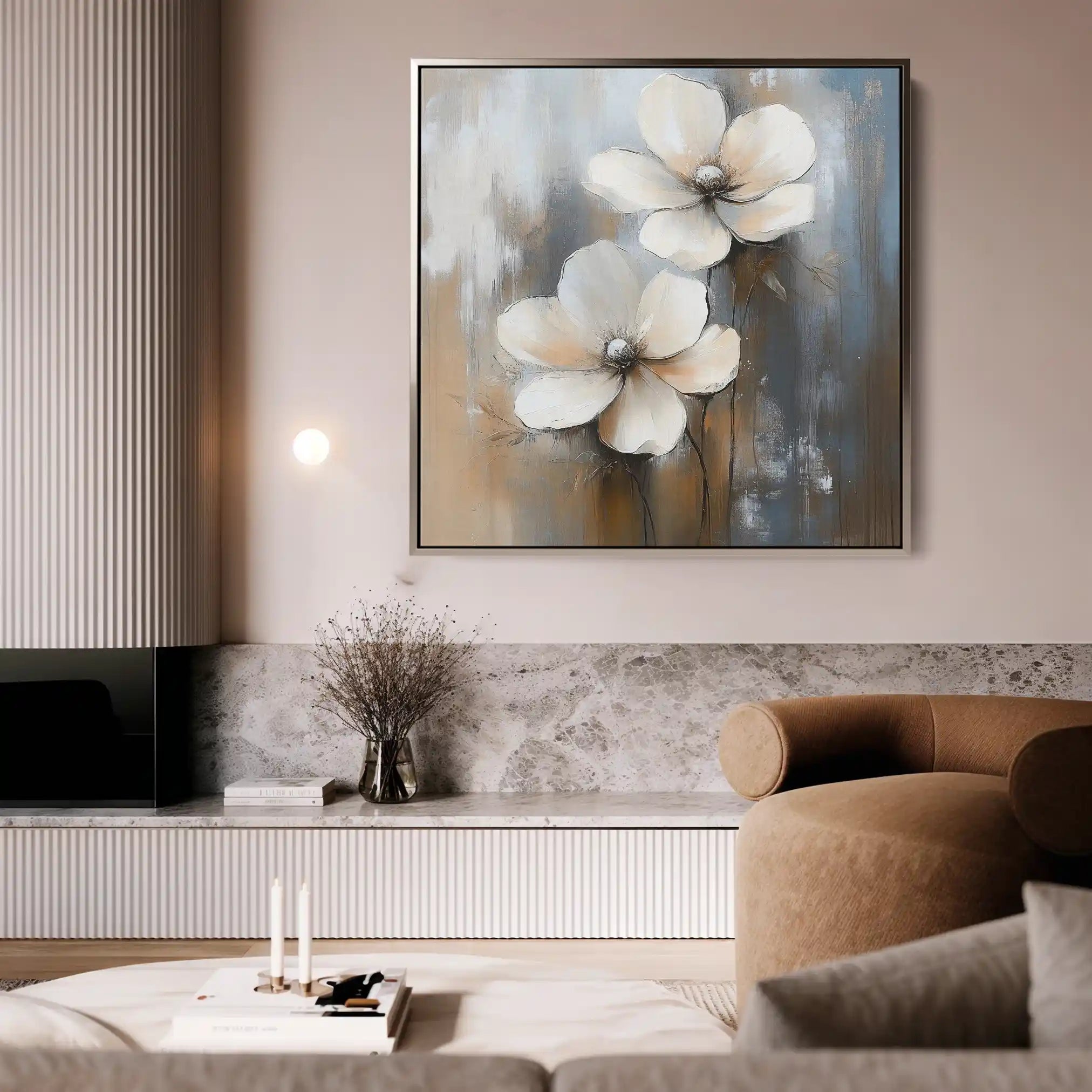 Floral 1266 Canvas Art 16" x 16" / 40 x 40 cm / Black
