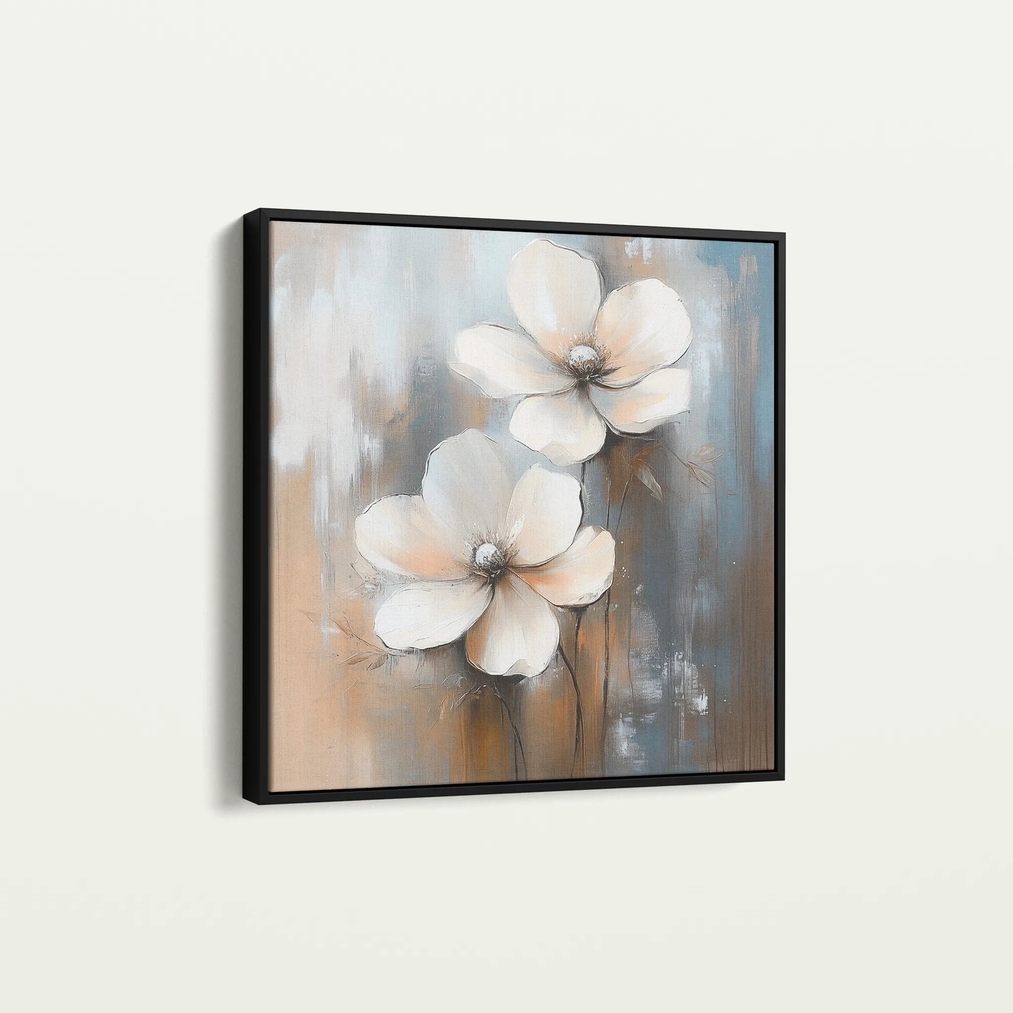 Floral 1266 Canvas Art 16" x 16" / 40 x 40 cm / Black