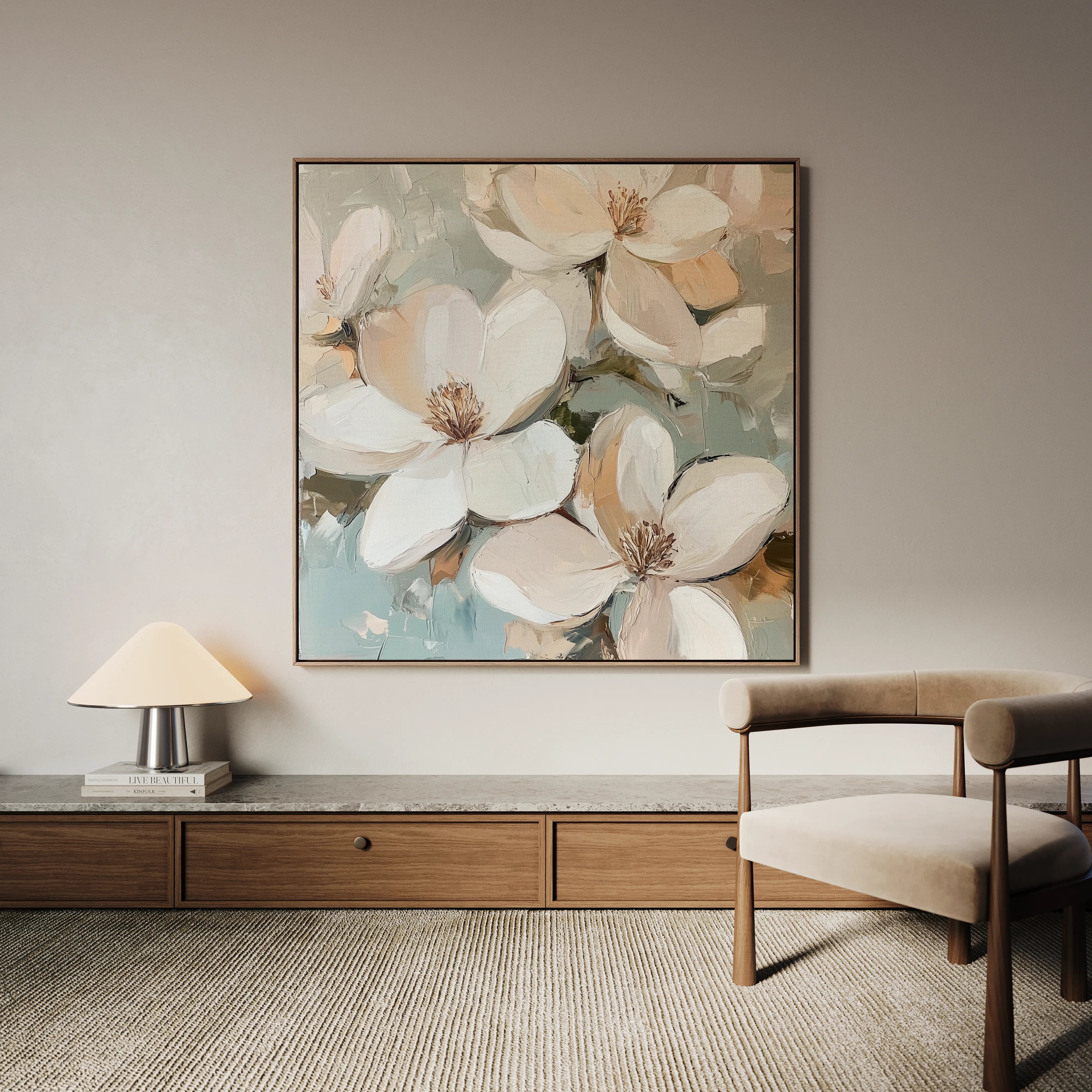 Floral 1268 Canvas Art 16" x 16" / 40 x 40 cm / Black