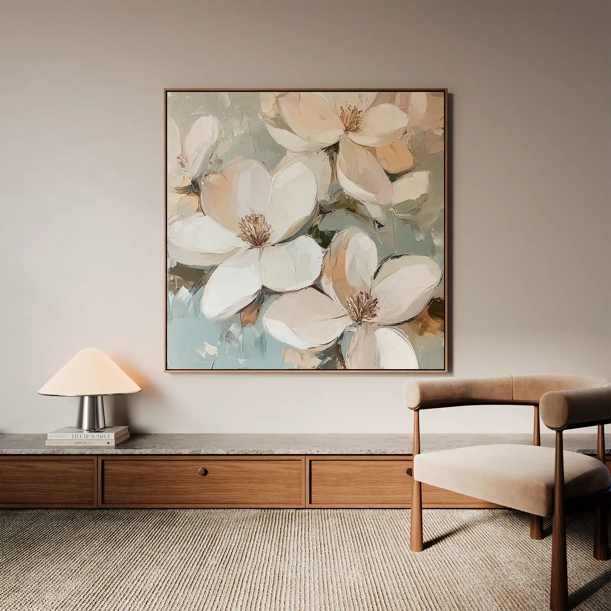 Floral 1268 Canvas Art 16" x 16" / 40 x 40 cm / Black