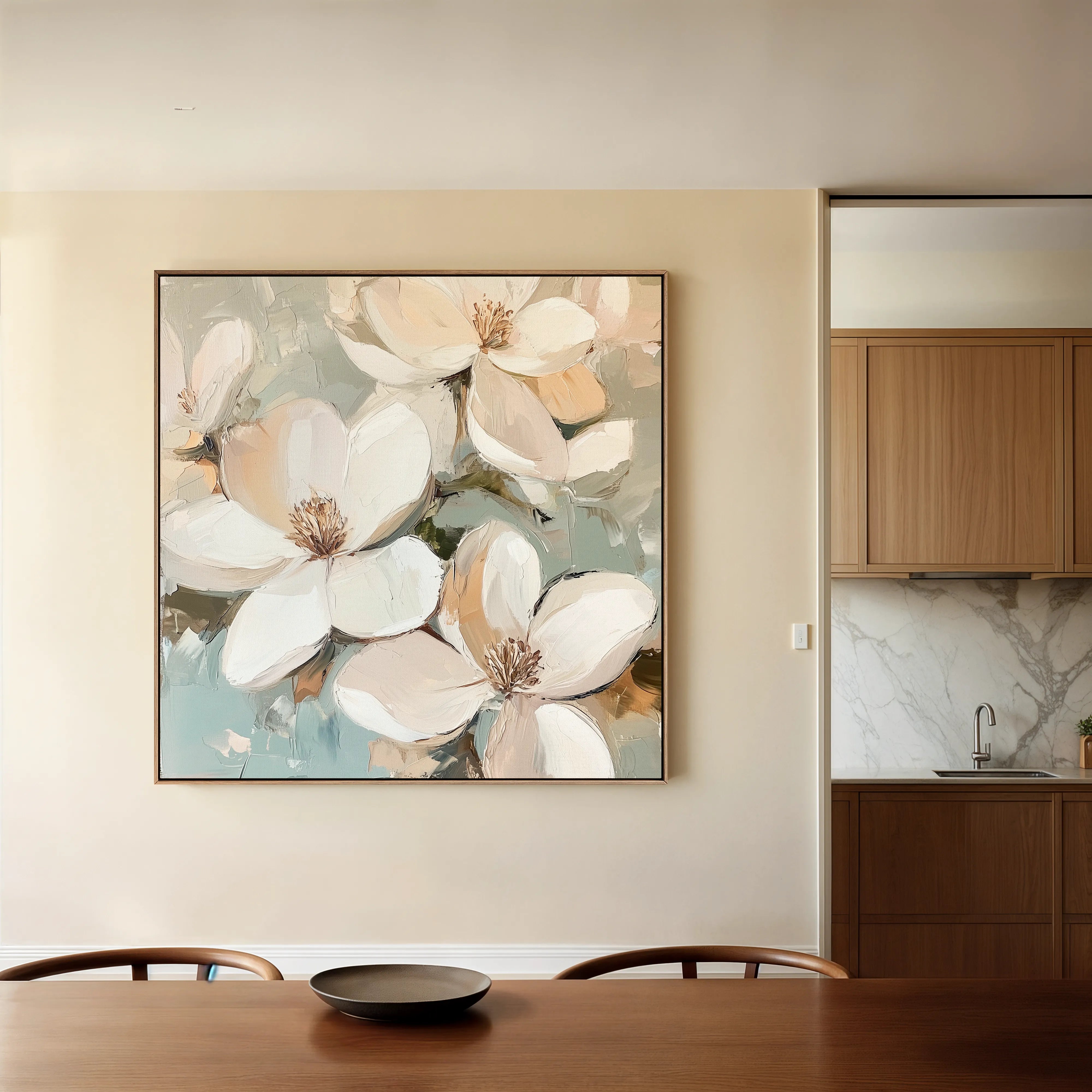 Floral 1268 Canvas Art 16" x 16" / 40 x 40 cm / Black