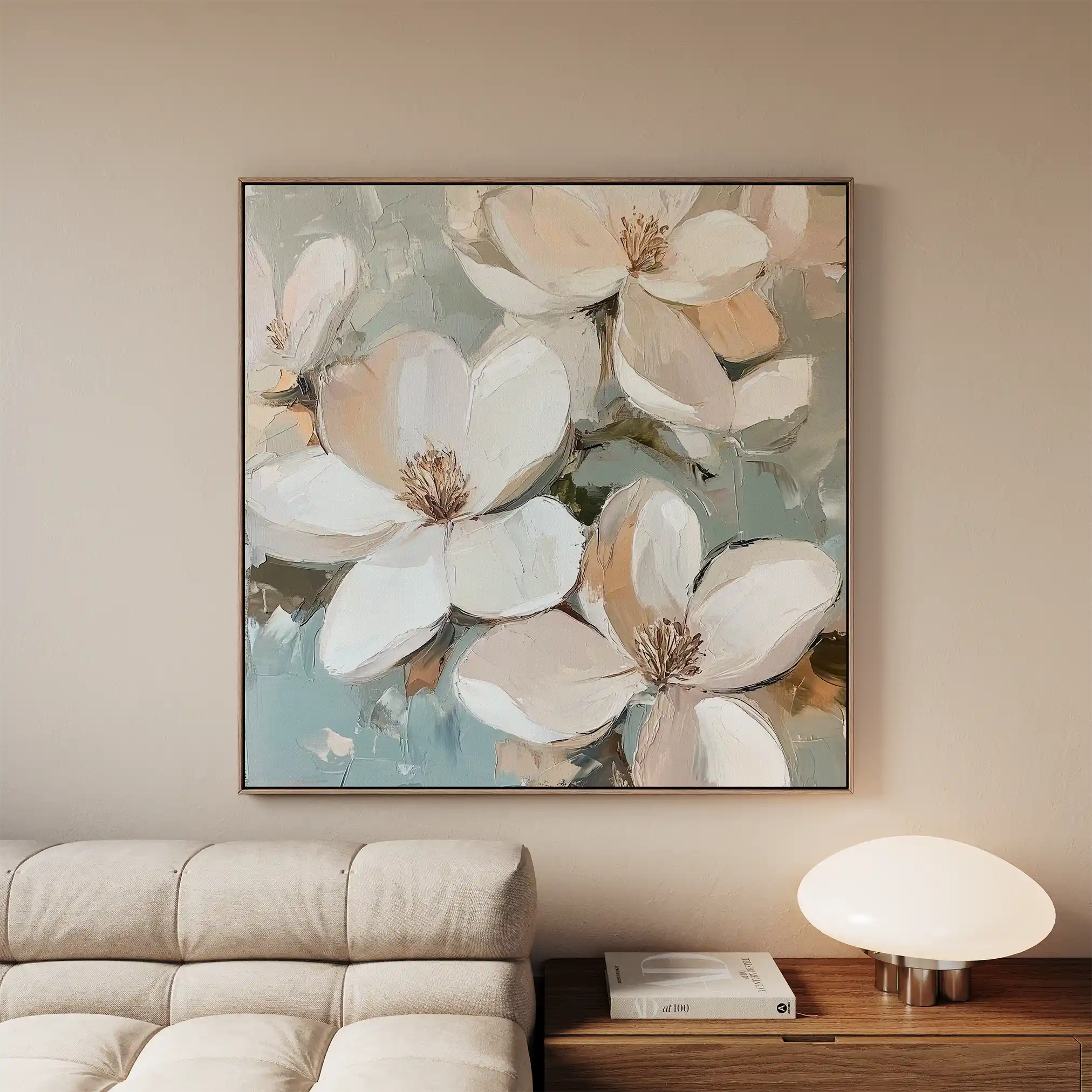 Floral 1268 Canvas Art 16" x 16" / 40 x 40 cm / Black